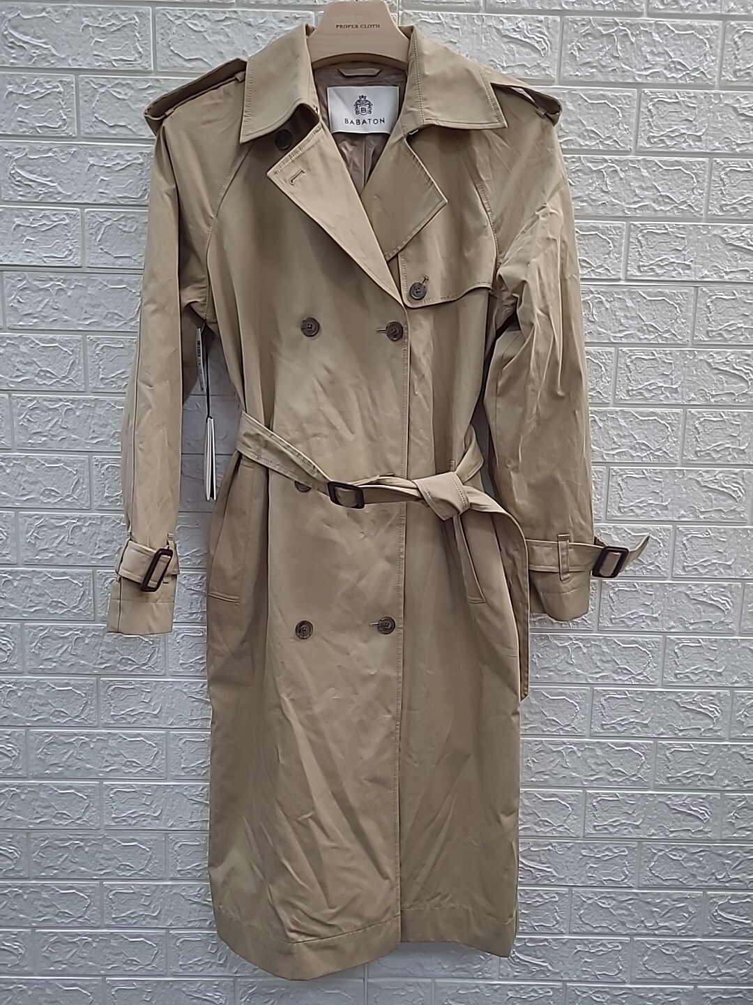 New Babaton Finch Trench Coat Water Repellent Wicker Tan Size Small