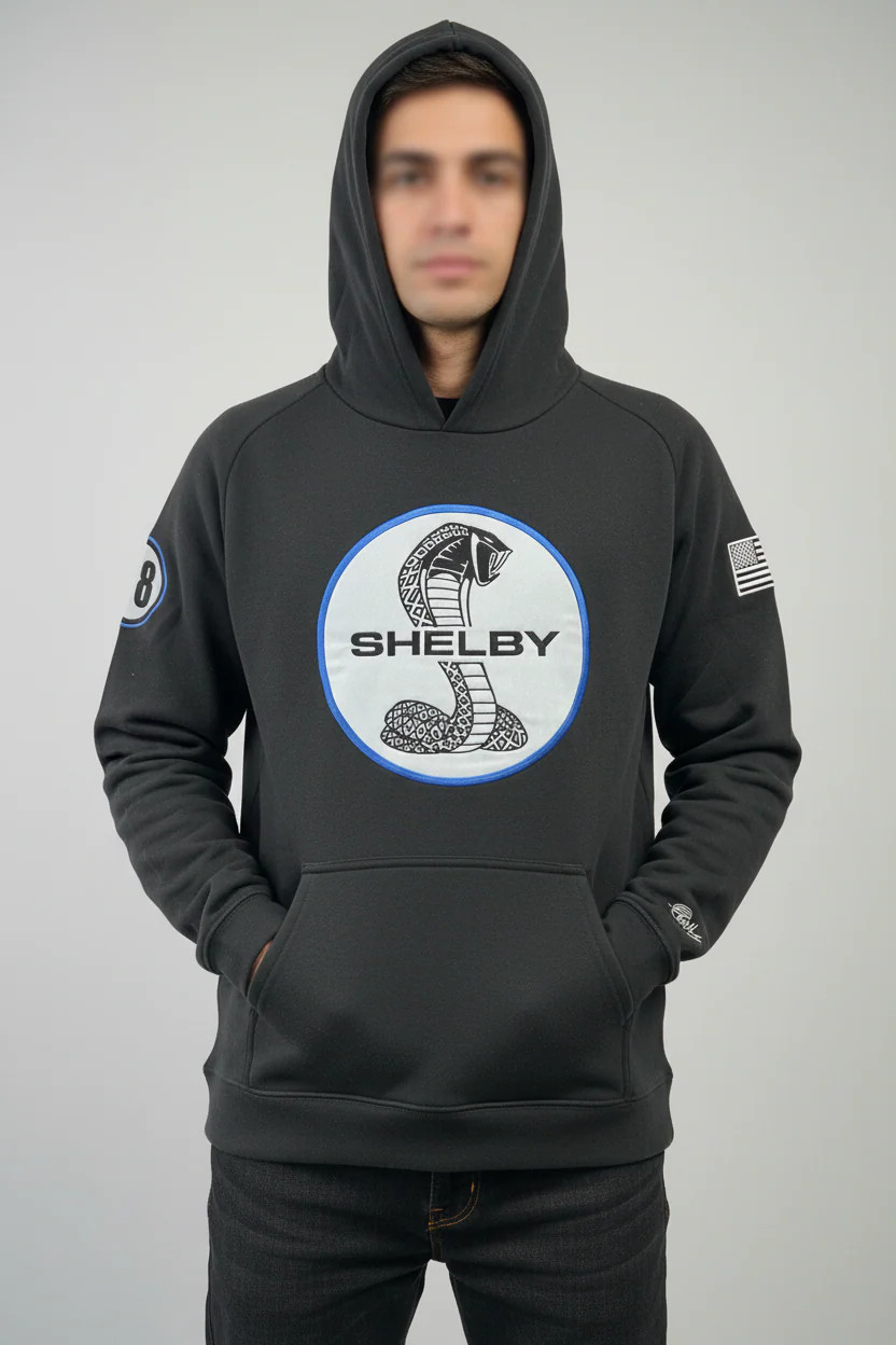 Shelby Cobra Officially Licensed Embroidered Cotton Black Hoodie