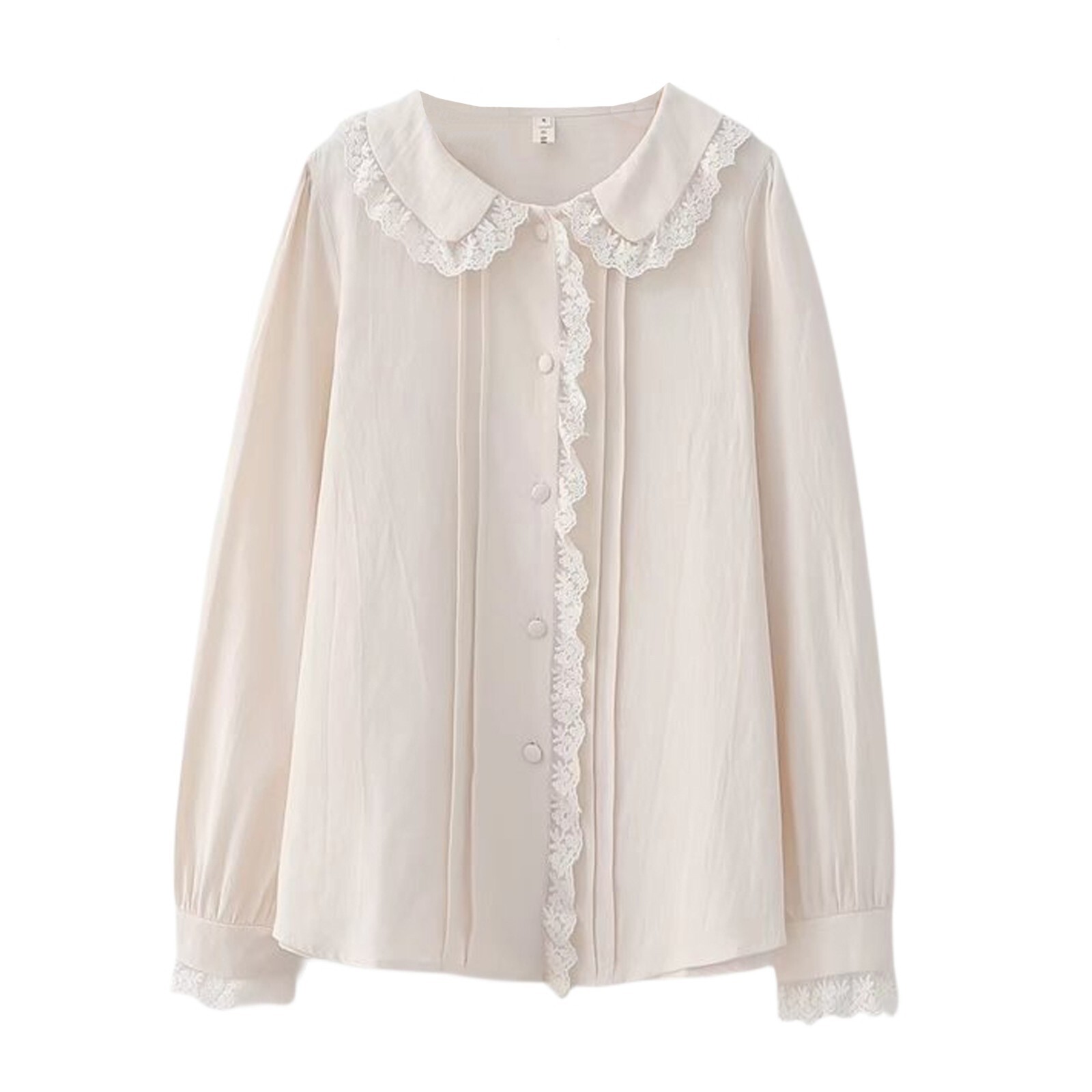 Kawaii Lolita White Lace Long Sleeve Blouse with Peter Pan Collar Cute Layerin