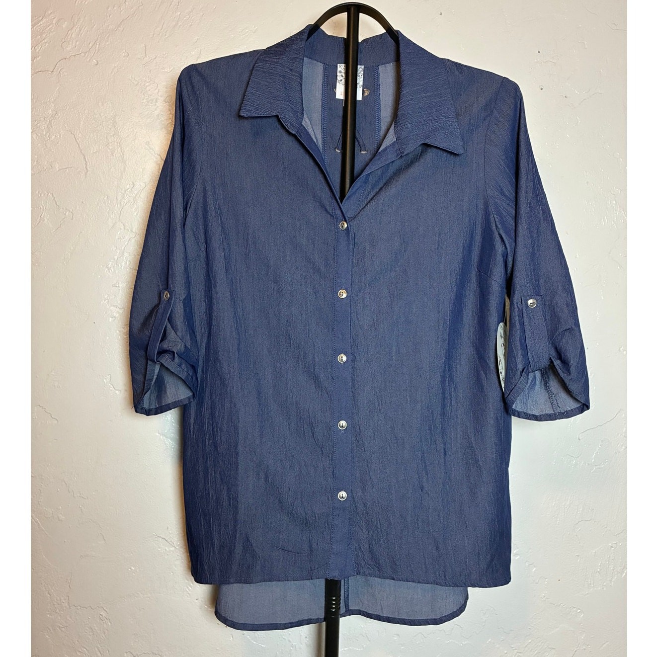 NWT NAÏF Denim Blue Chambray Lace Up Corset Back Blouse Top Medium