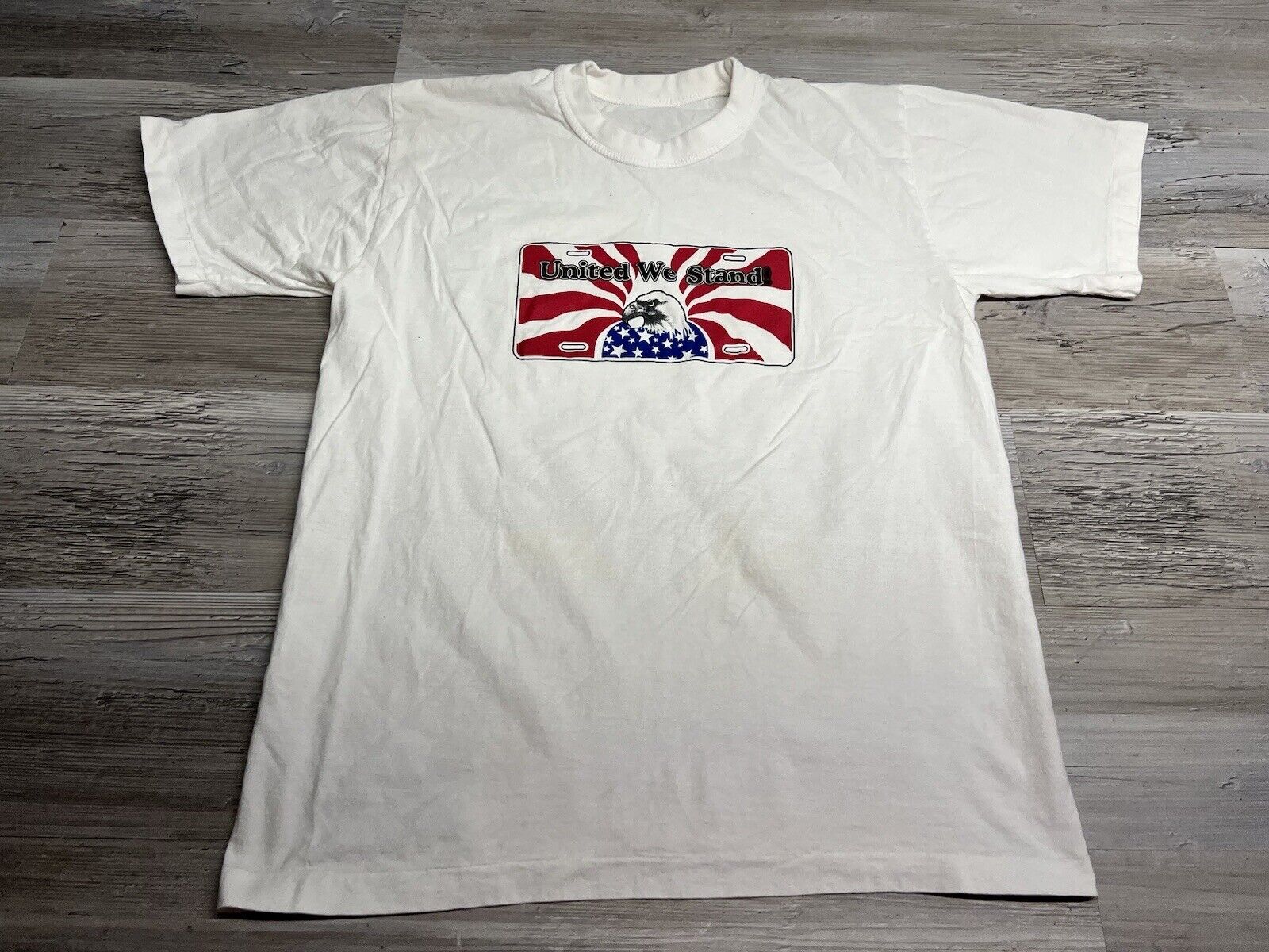 Vtg American T-Shirt United We Stand Bald Eagle Stars & Stripes Single Stitch XL