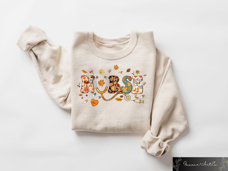 Thanksgiving Nurse Sweatshirt Thankful Nurse Hoodie Fall Season Gift Top