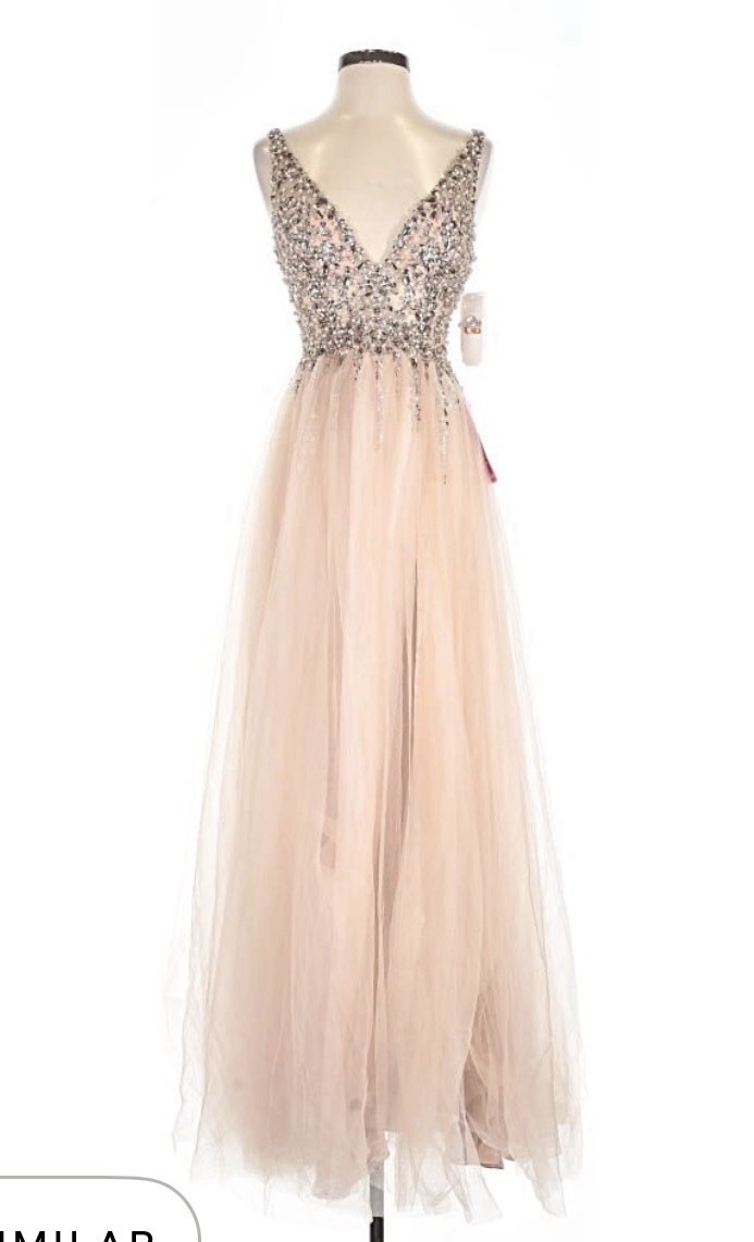 GB Gianni Bini Blush Pink Beaded Rhinestone Tulle Formal Prom Gown Dress 3 NWT