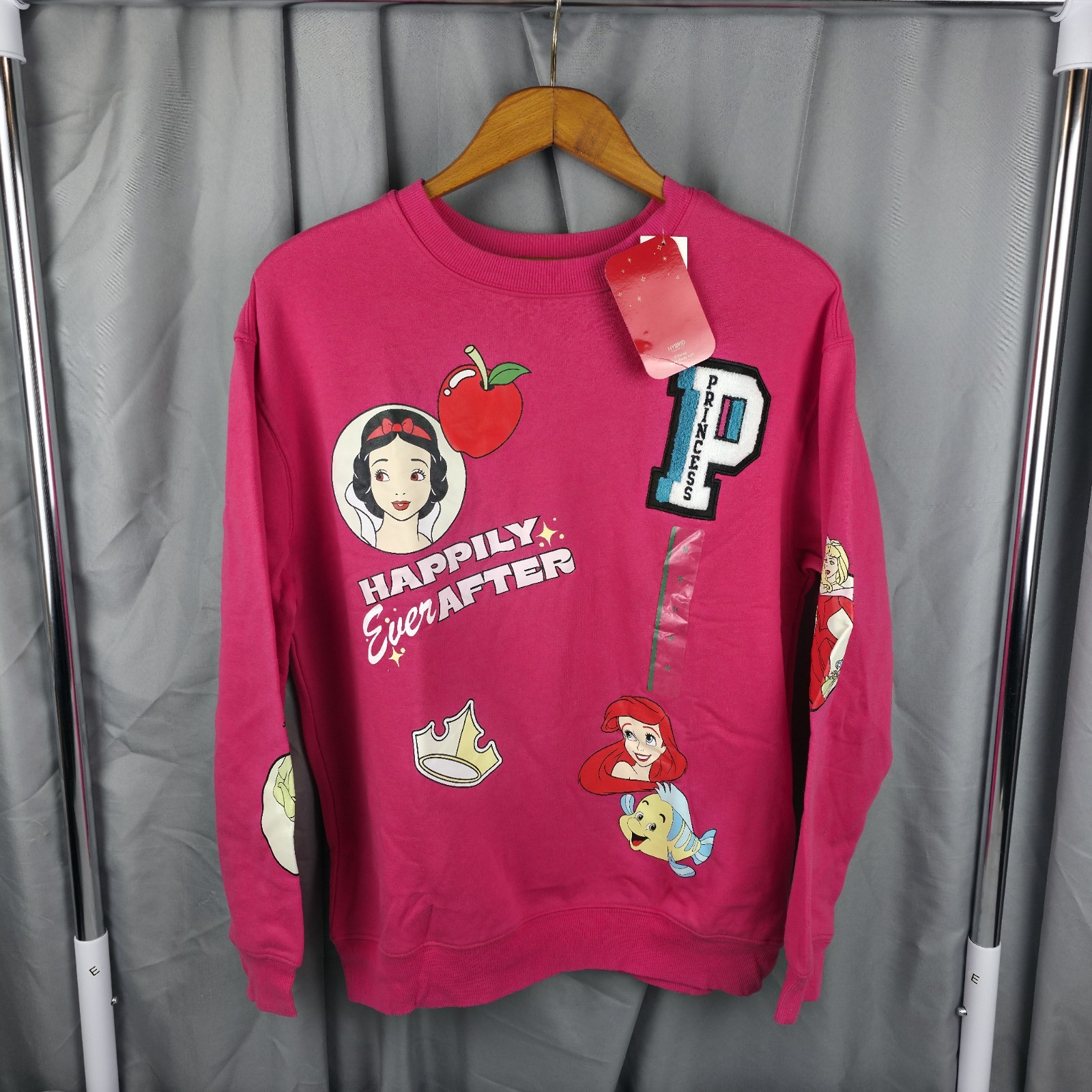 NWT Disney 100 Retro Reimagined Women\'s Size M Happily Princess Pink Sweatshirt