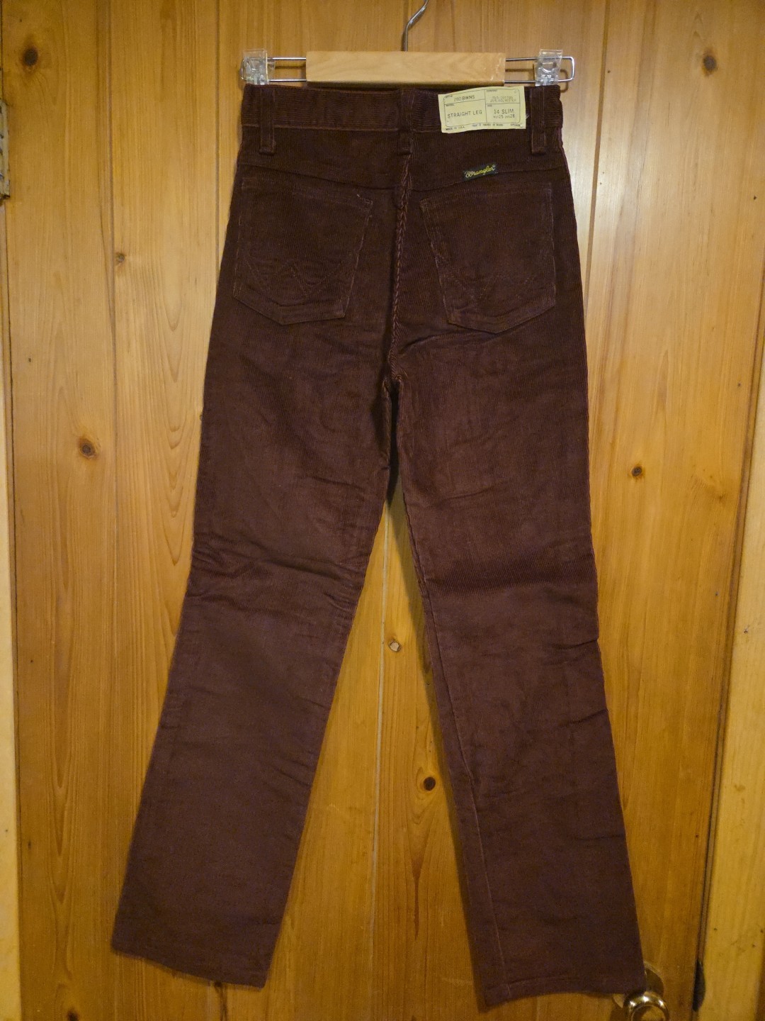 VTG 70s Deadstock NOS NWT Wrangler Brown Corduroy Pants Sz 14 SLIM WST25\