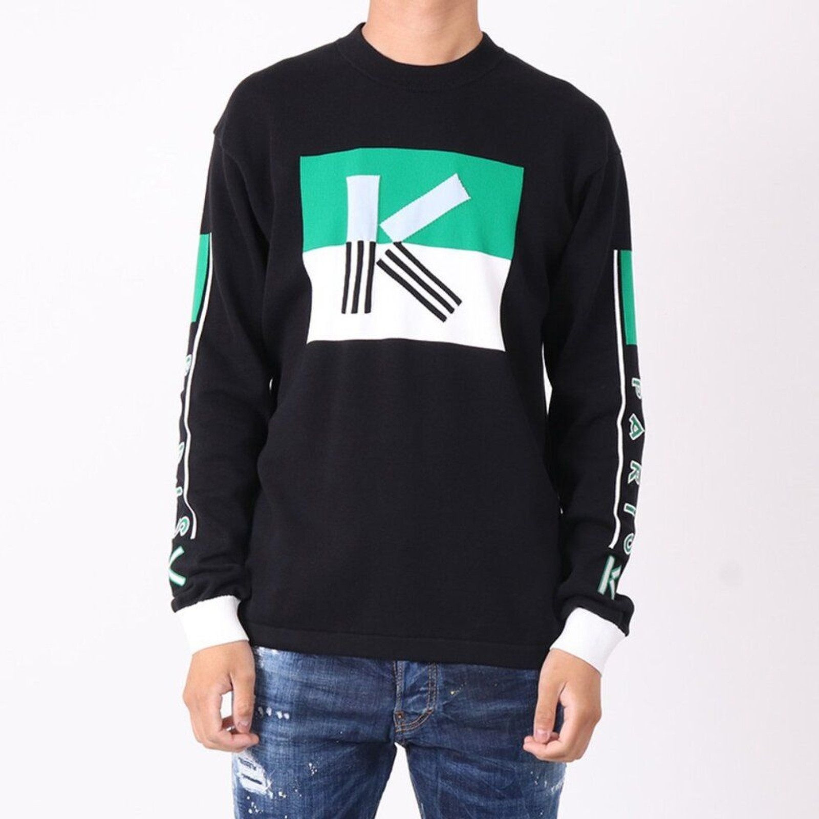 NWT - Kenzo Colorblocked Men\'s Sweatshirt Black💚🖤