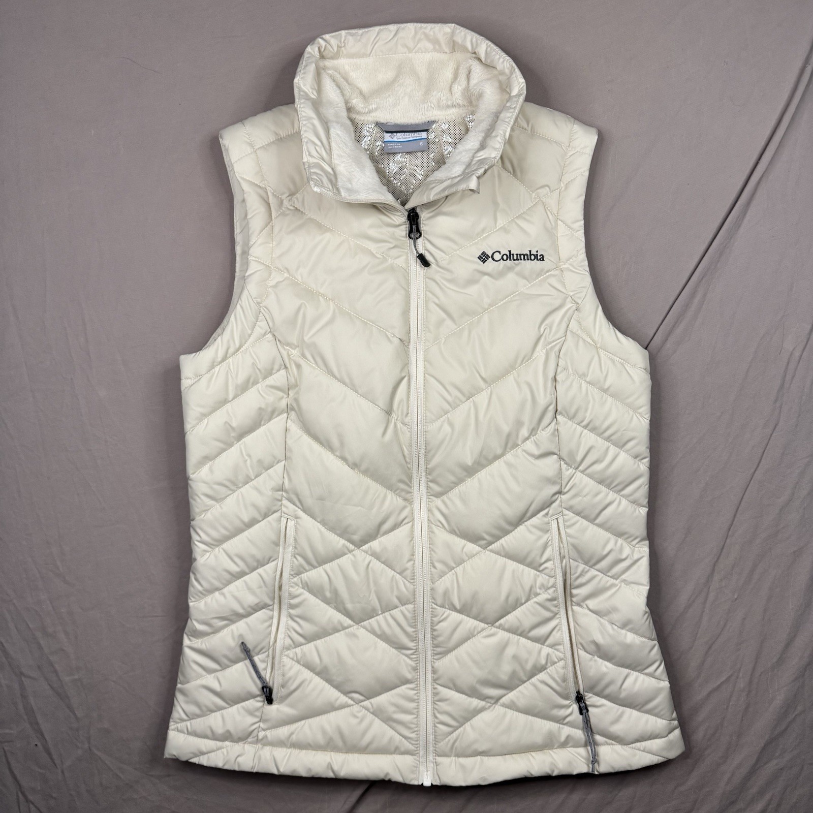 Columbia Heavenly Vest Womens Size Small Ivory Omni-Heat Lightweight Thermal