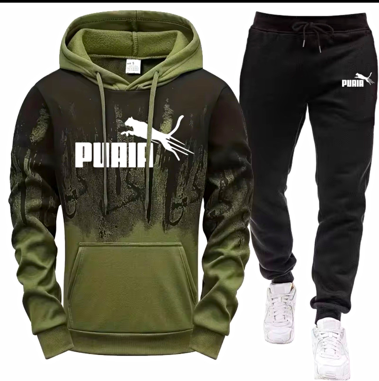 PUMA Men’s 2-Piece Sweatsuit Hoodie & Tapered Pants Multicolor L Pockets