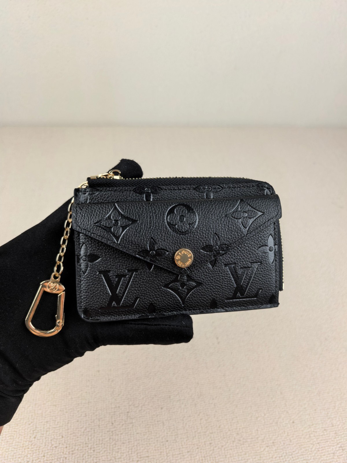 Louis Vuitton Monogram Empreinte Leather Recto Verso Card Holder (Black / Noir)