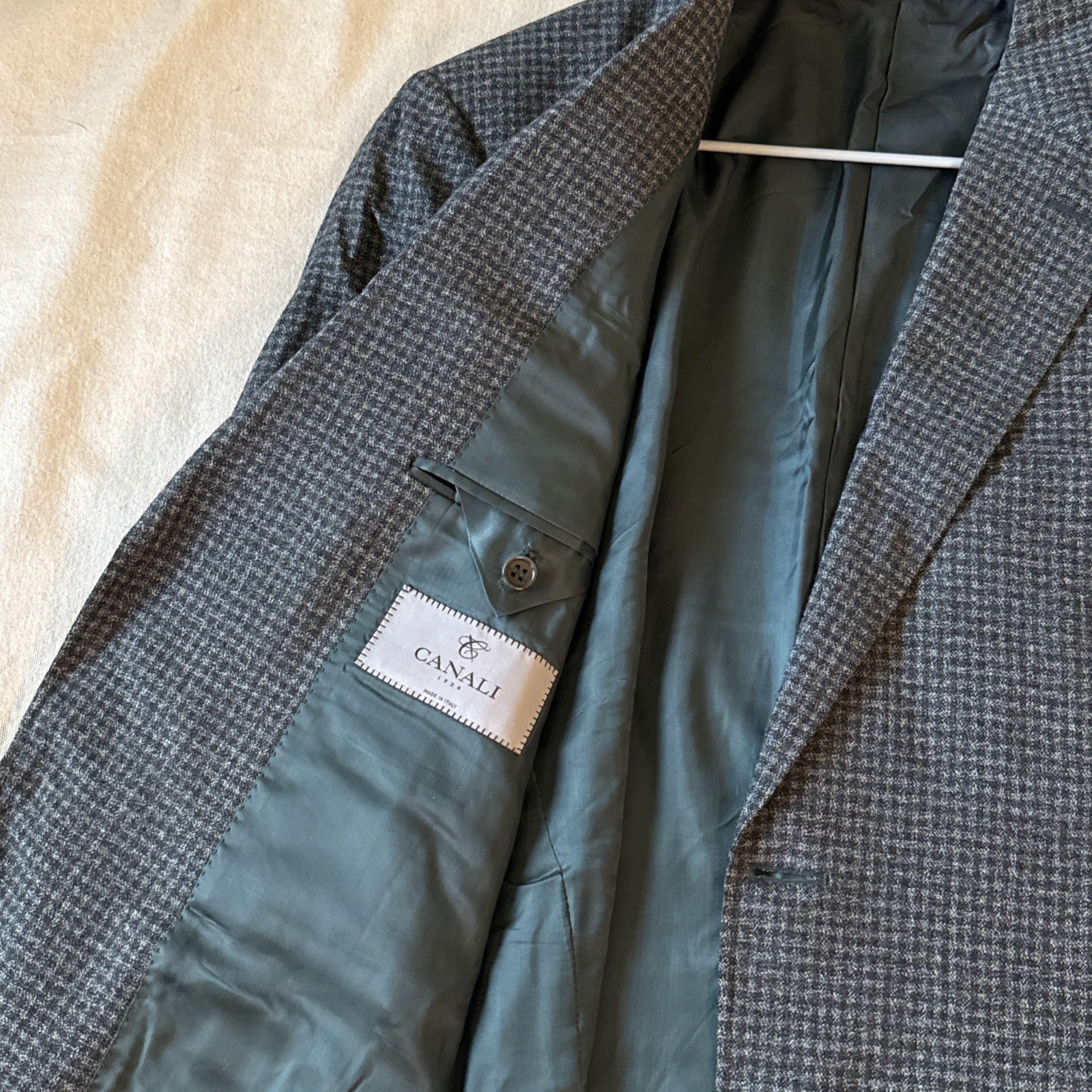 Canali 1934 Italy 40 Green & Gray Check Wool Blazer Suit Jacket Made In Italy
