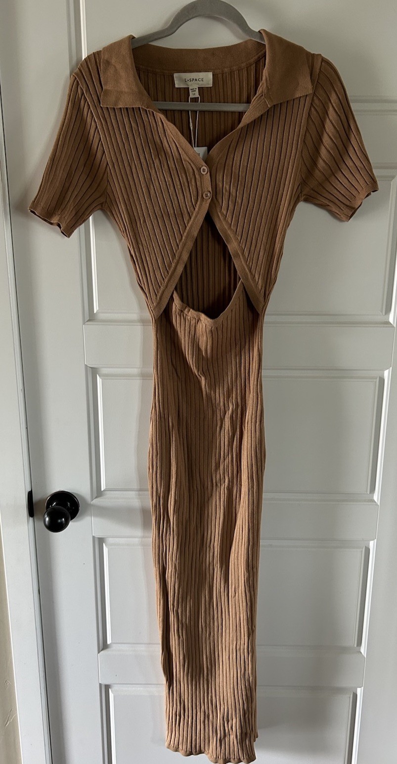 L Space women’s Lena dress size L color brown $165