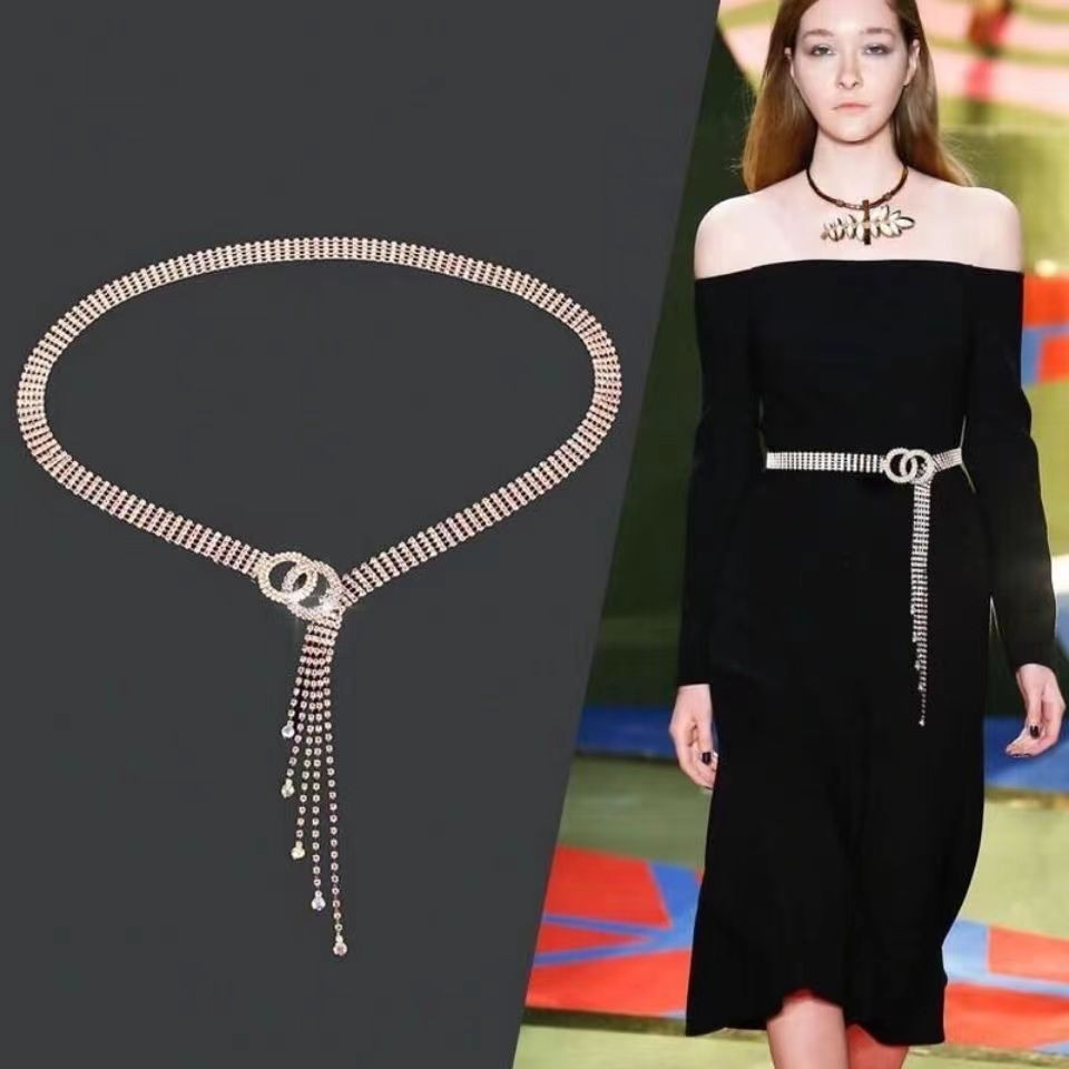 2026 new belt with rhinestones paired with skirt belt