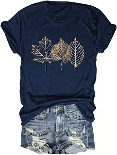 Fall T-Shirt for Women Family Halloween Thanksgiving Tops Cute Autumn Thankful P