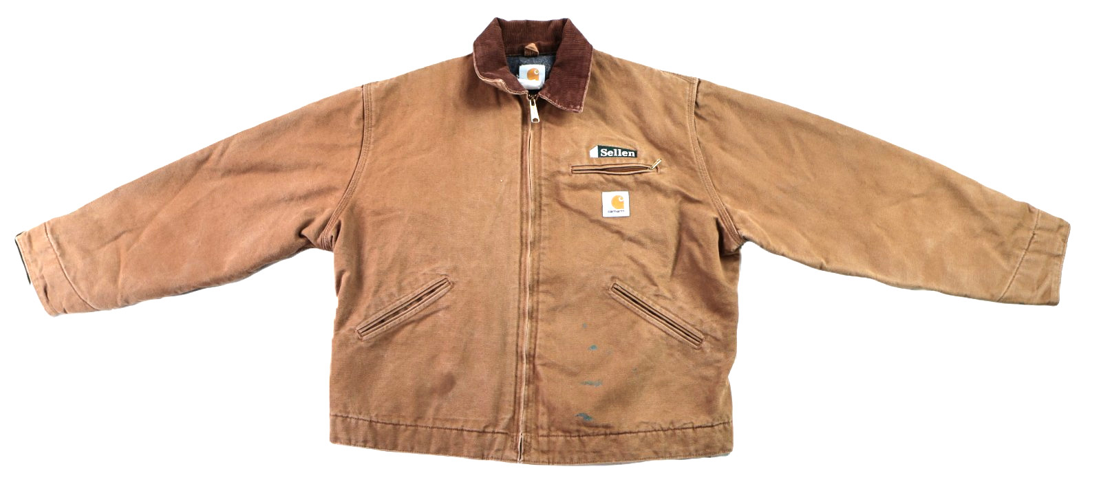 Vintage 90s CARHARTT J01 USA Men\'s 44 M Brown Blanket Lined Detroit Jacket