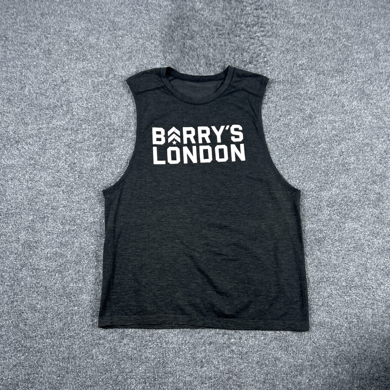 Lululemon Tank Top Mens Large Gray Barry\'s London Sleeveless Athletic Metal Vent