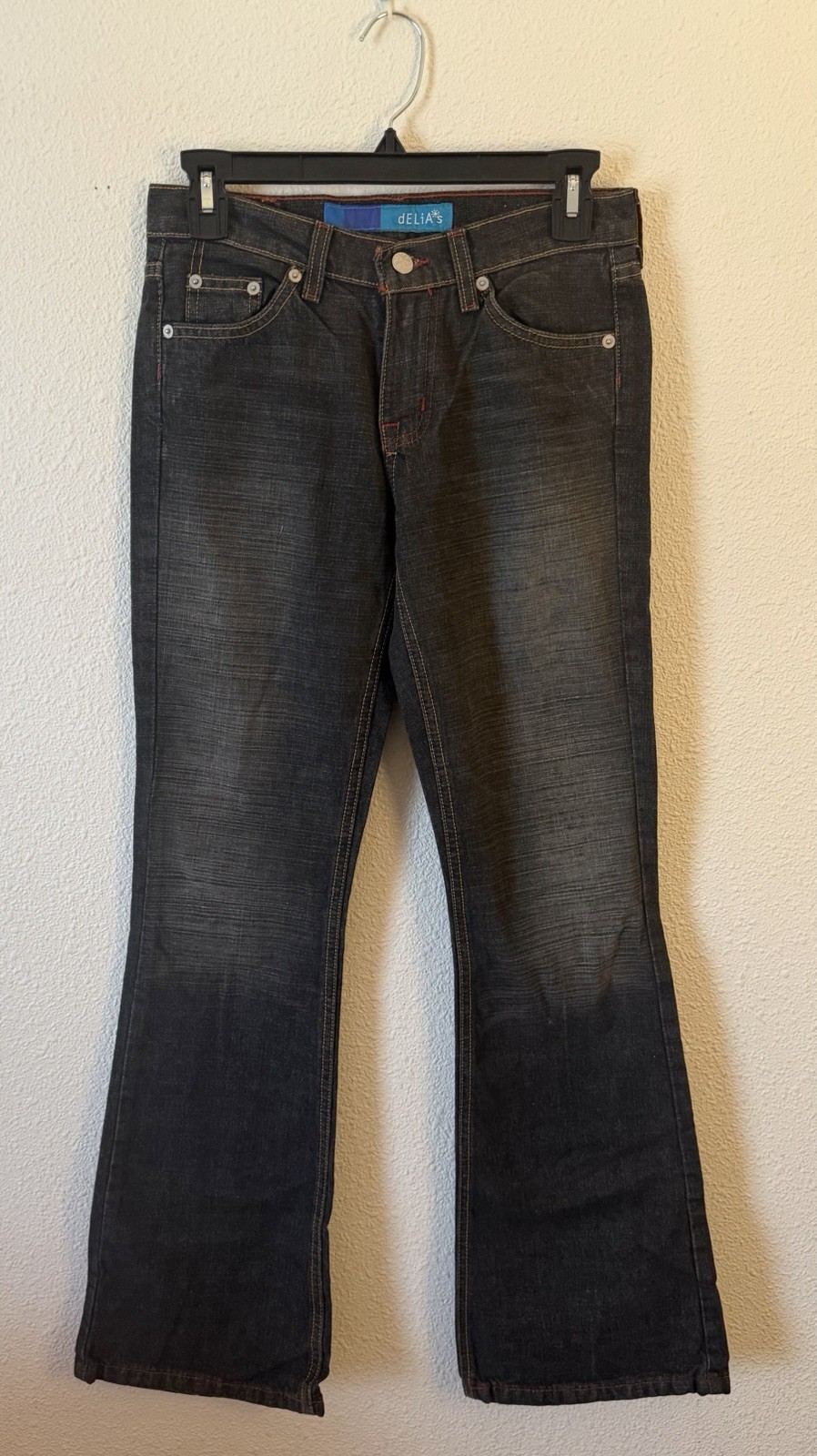 DELIA*S LIVE-IN DENIM JEANS, DARK WASH FLARE BOTTOMS, W/TAGS, VINTAGE 1999, Y2K