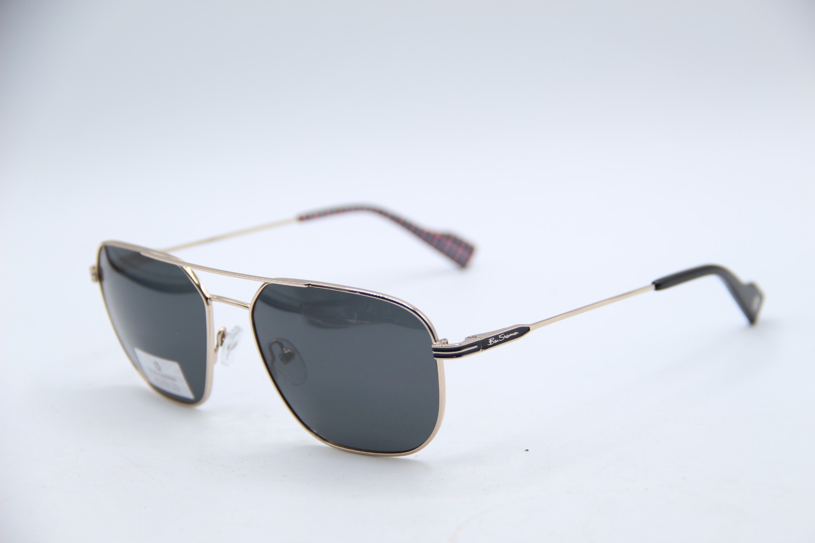 NEW BEN SHERMAN ST JOHNS C01 GOLD BLACK POLARIZED AUTHENTIC SUNGLASSES 56-17