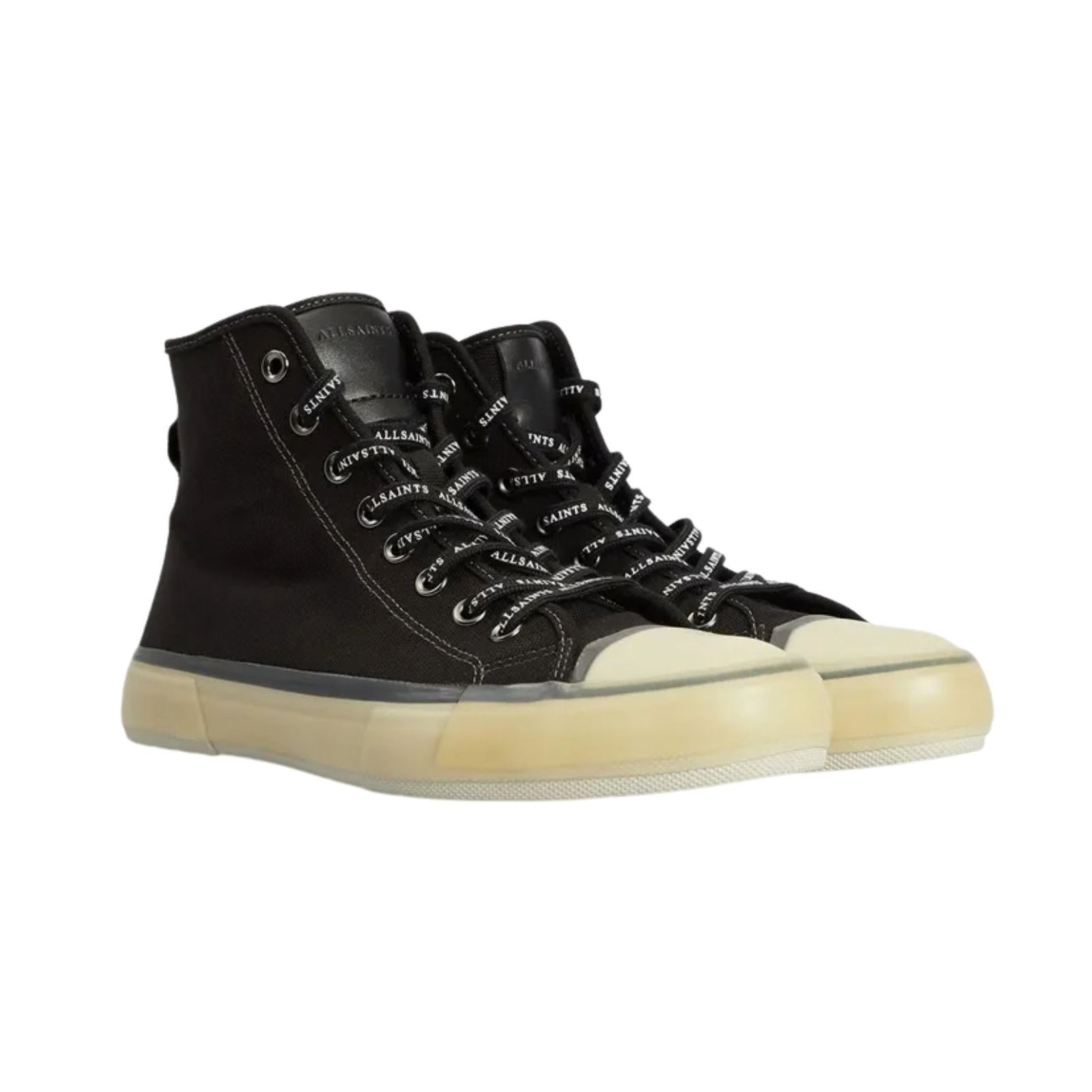 AllSaints Women\'s Jaxal High Top Canvas Sneakers Size 8 EU 38 Black