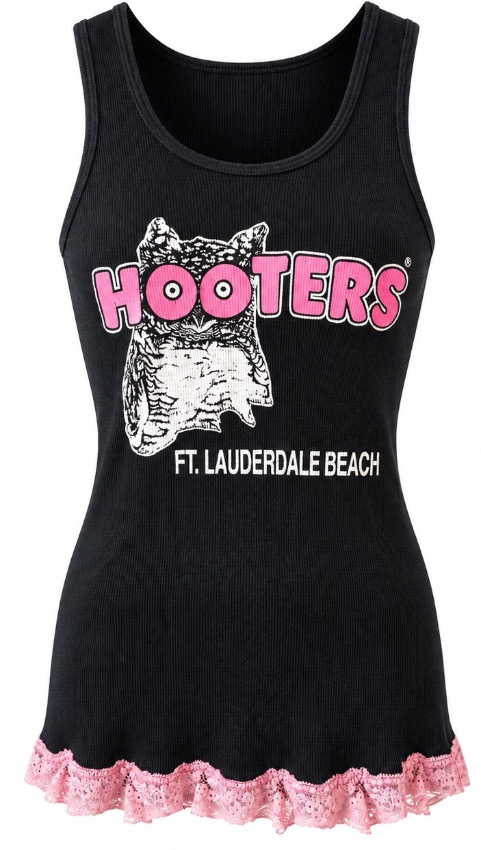 Hooters Ft Lauderdale Beach Ruffle Tank Top M Y2K Halloween Costume Coquette