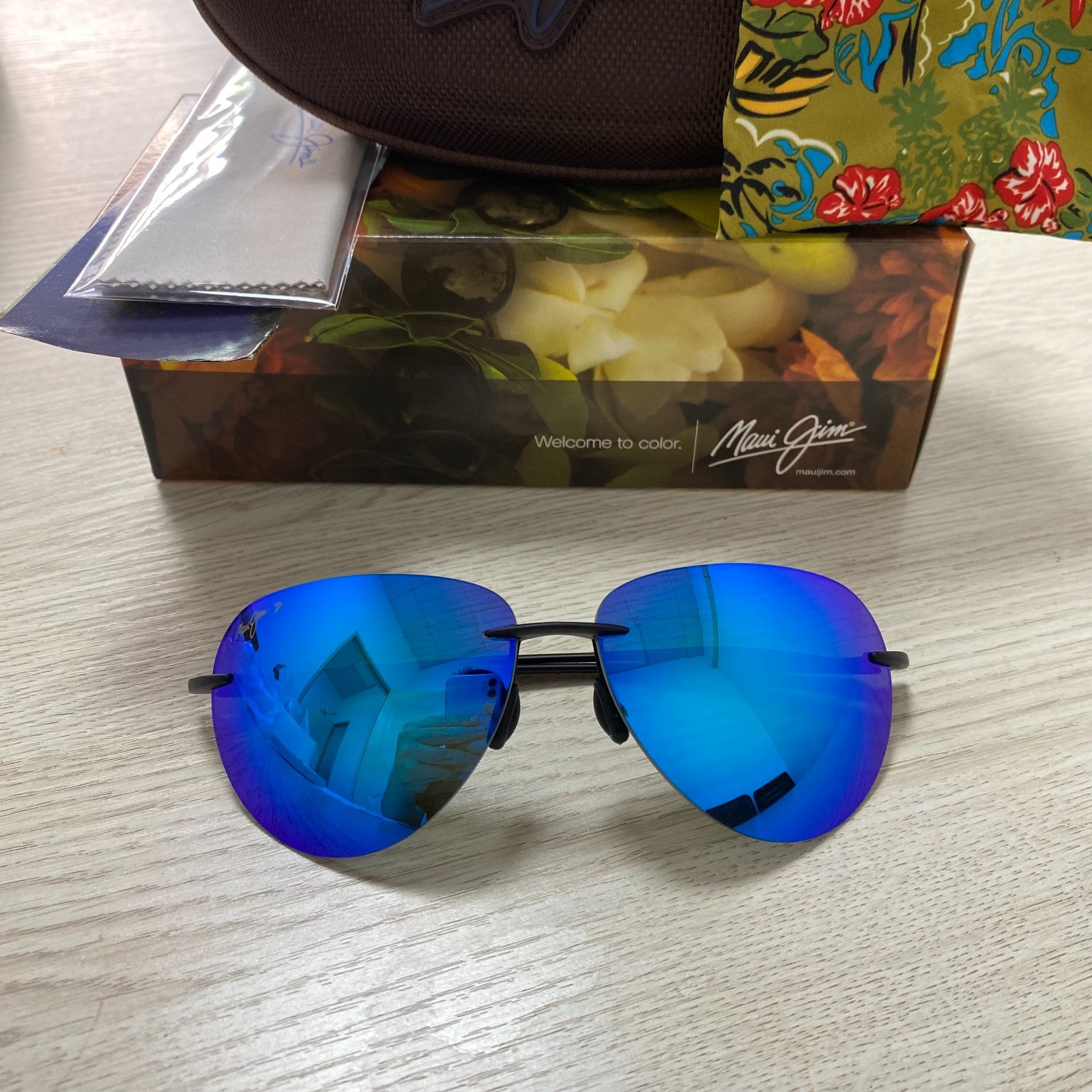 Maui Jim Sunglasses Sugar Beach 421-16 Blue Polarized Lenses Matte Black Frame