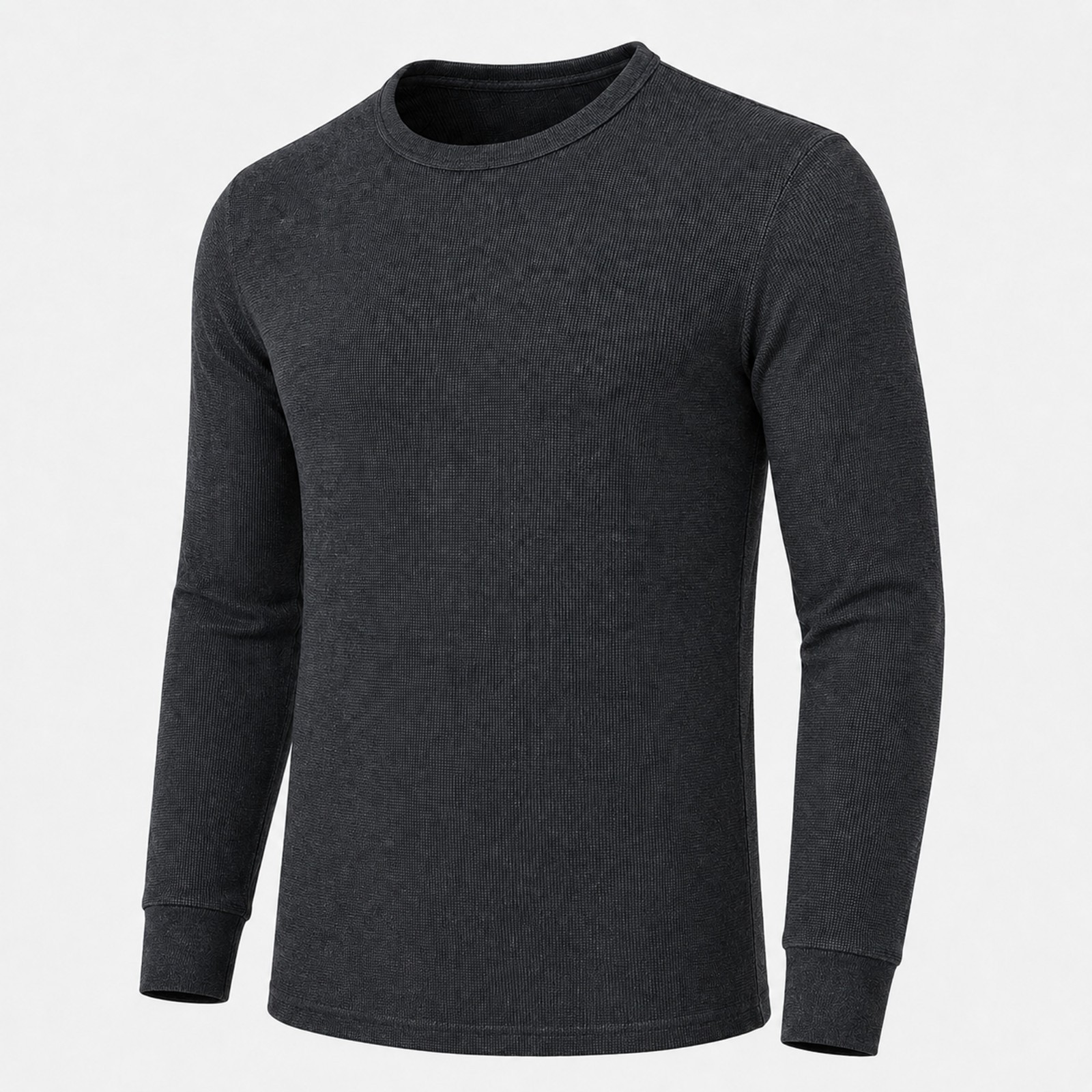 Men\'s Heavy Thermal Quality Shirt Waffle Knit Long Sleeve Crew Neck S-3XL KHT001