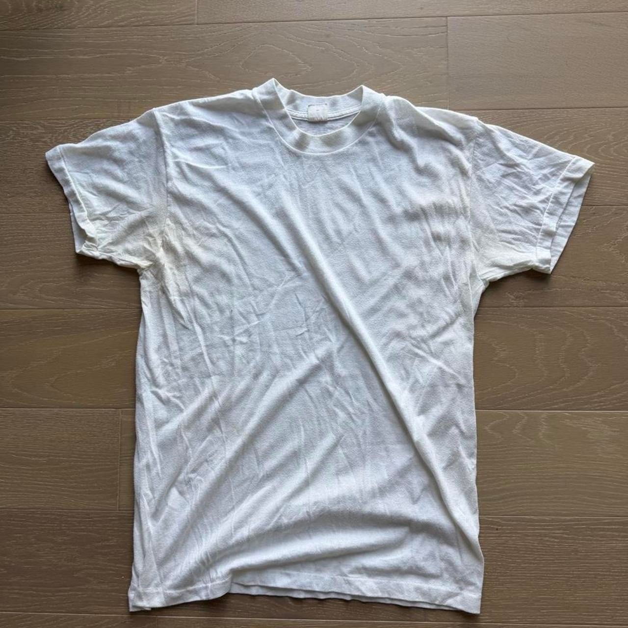 Vintage 90s Blank White T-Shirt Mens Large 50/50 Kodel Cotton Single Stitch
