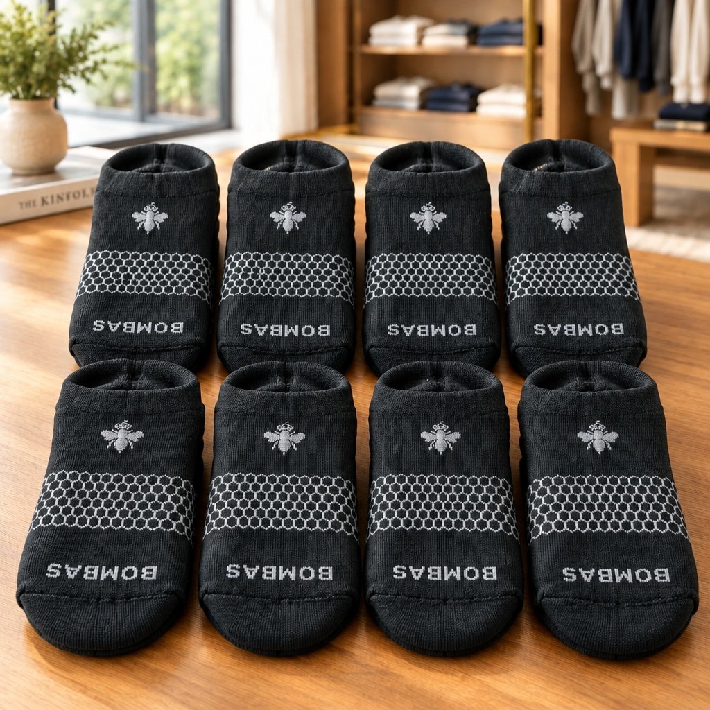 BOMBAS Men\'s Black Lot of 8 Pairs Low Ankle Socks Size L Awesome Deal Authentic 