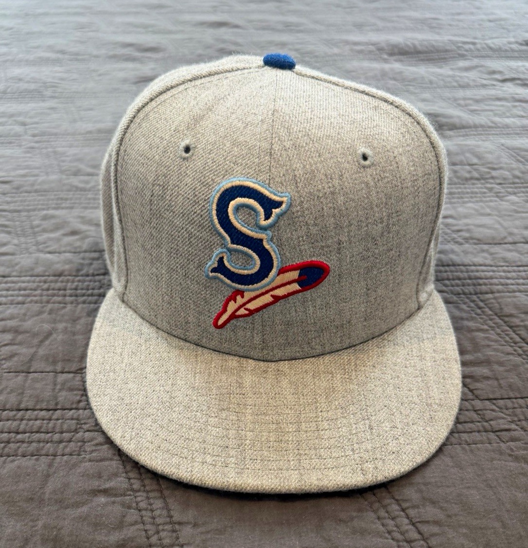 New Era 59FIFTY Fitted 6-Panel Baseball Cap Gray/Blue Solid Men\'s 7 1/4