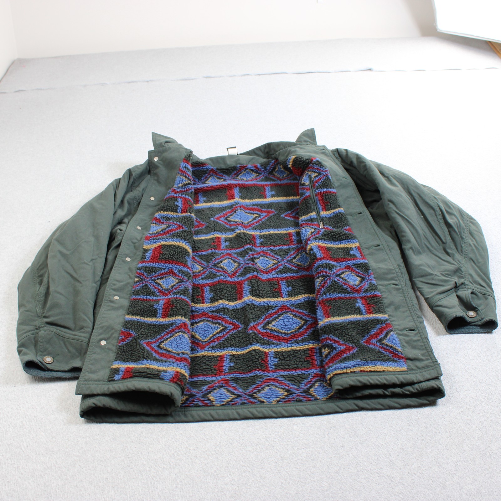 Vintage Patagonia Nuevo Range Jacket Mens Large Green Synchilla Aztec Bull\'s Eye