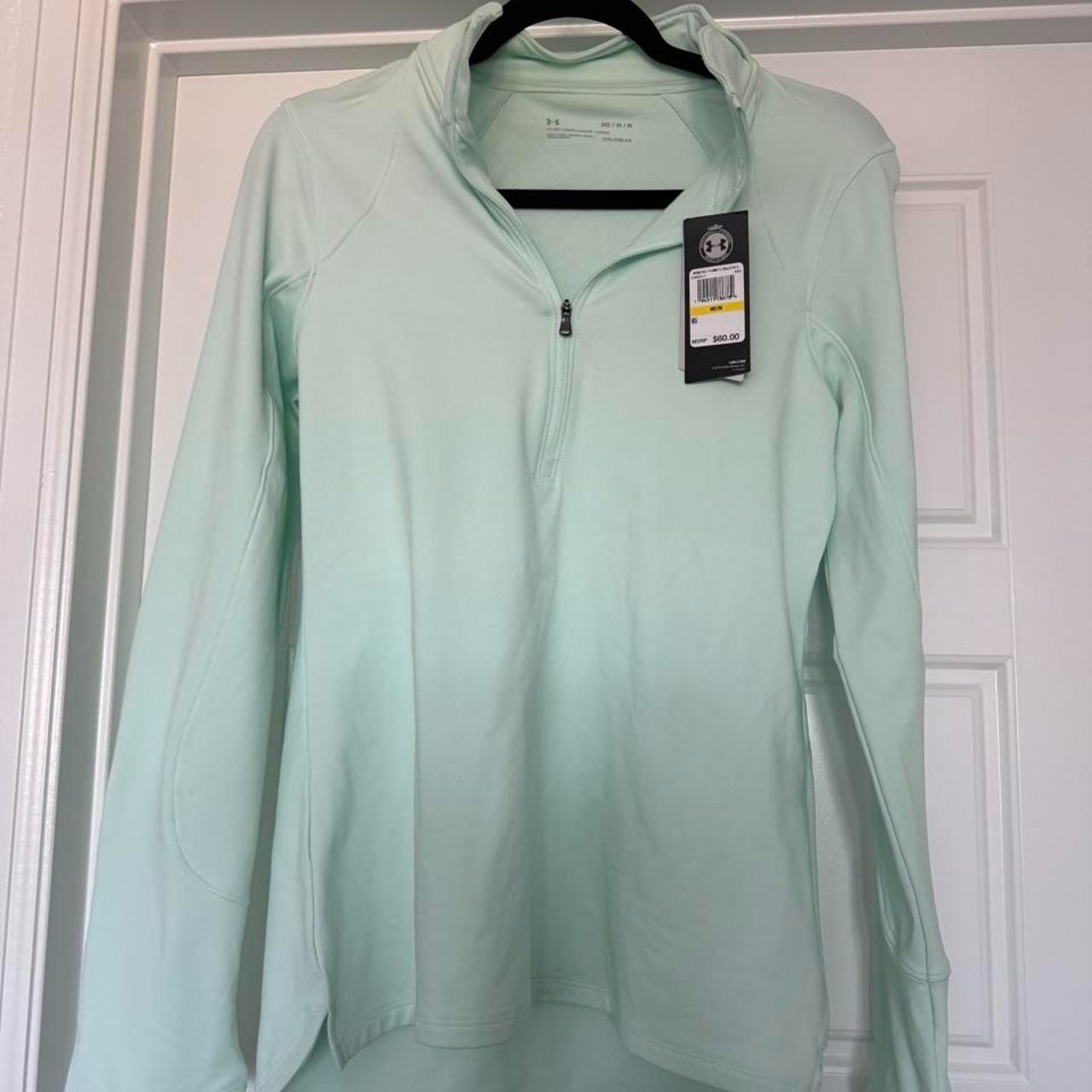 Under Armour Women\'s Fitted Coldgear Quarter Zip Pullover Size M Mint Green