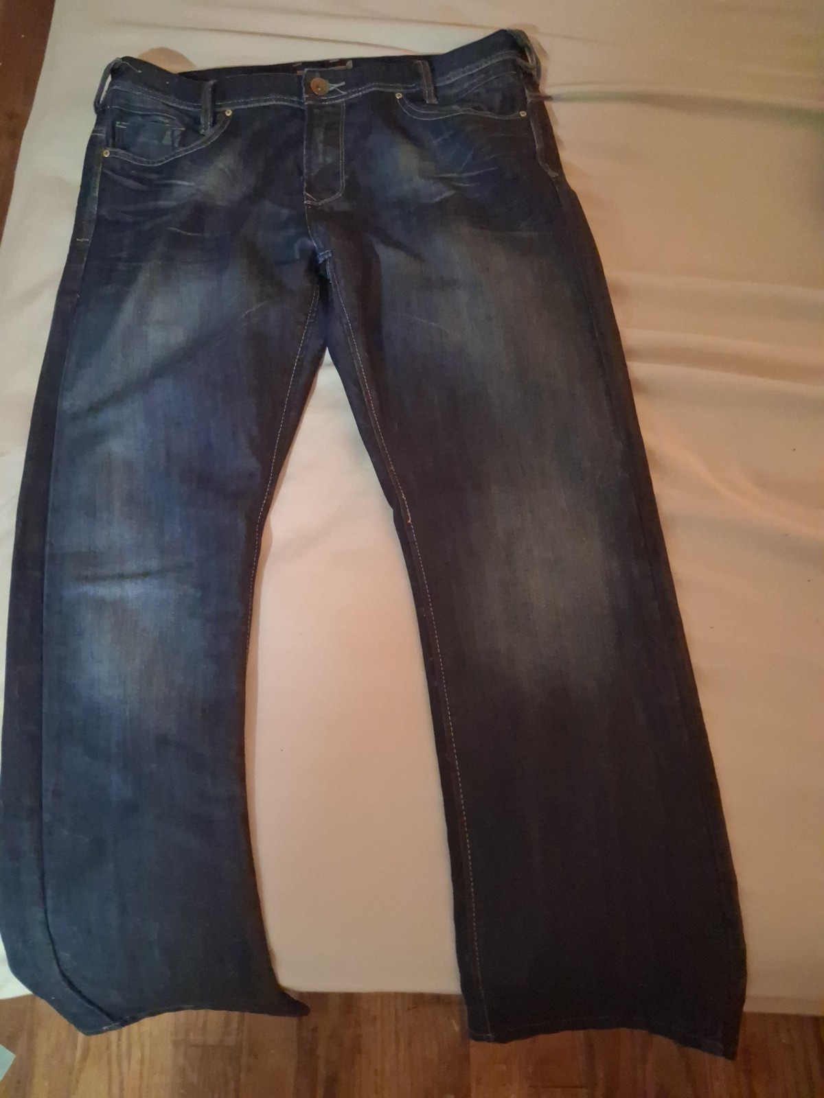 Projek Raw Jeans Mens 36x32 Blue Dark Wash Cotton Blend Slim Straight Fit Denim