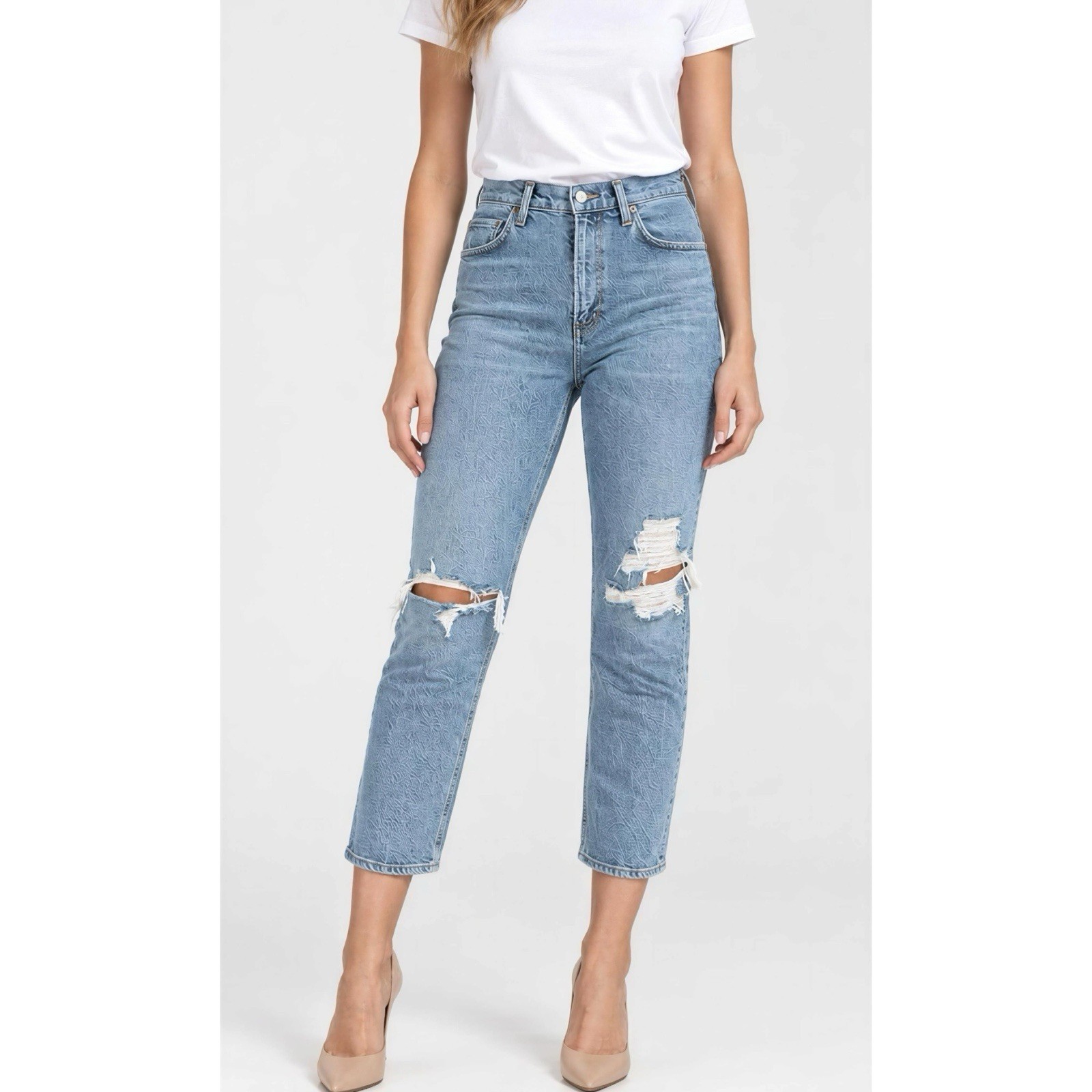 $198 NWT AGOLDE Wilder Mid Rise Straight Jeans, Whiplash, 24”