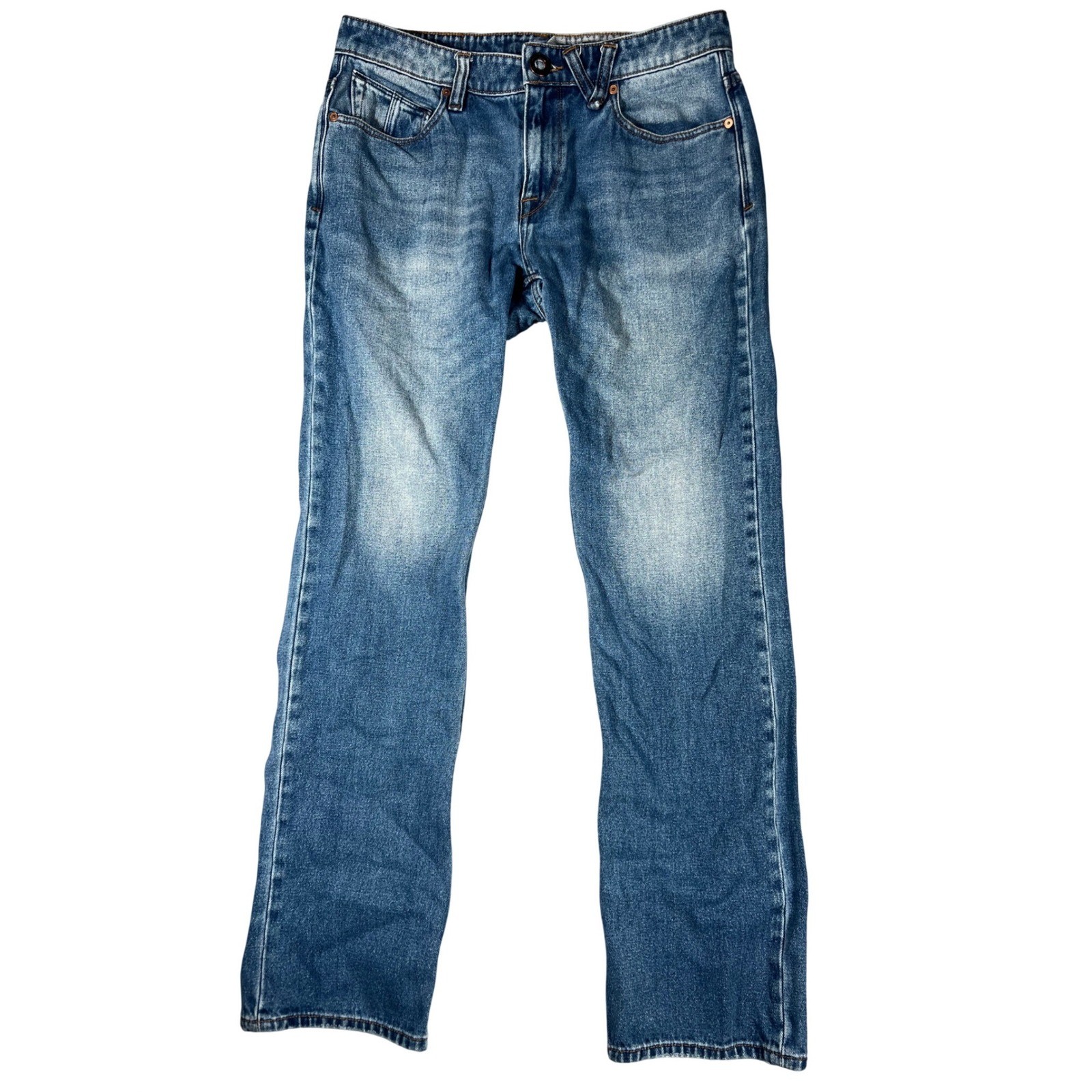 Volcom Solver Modern Straight Jeans Mens 31 Blue Denim Skateboarding