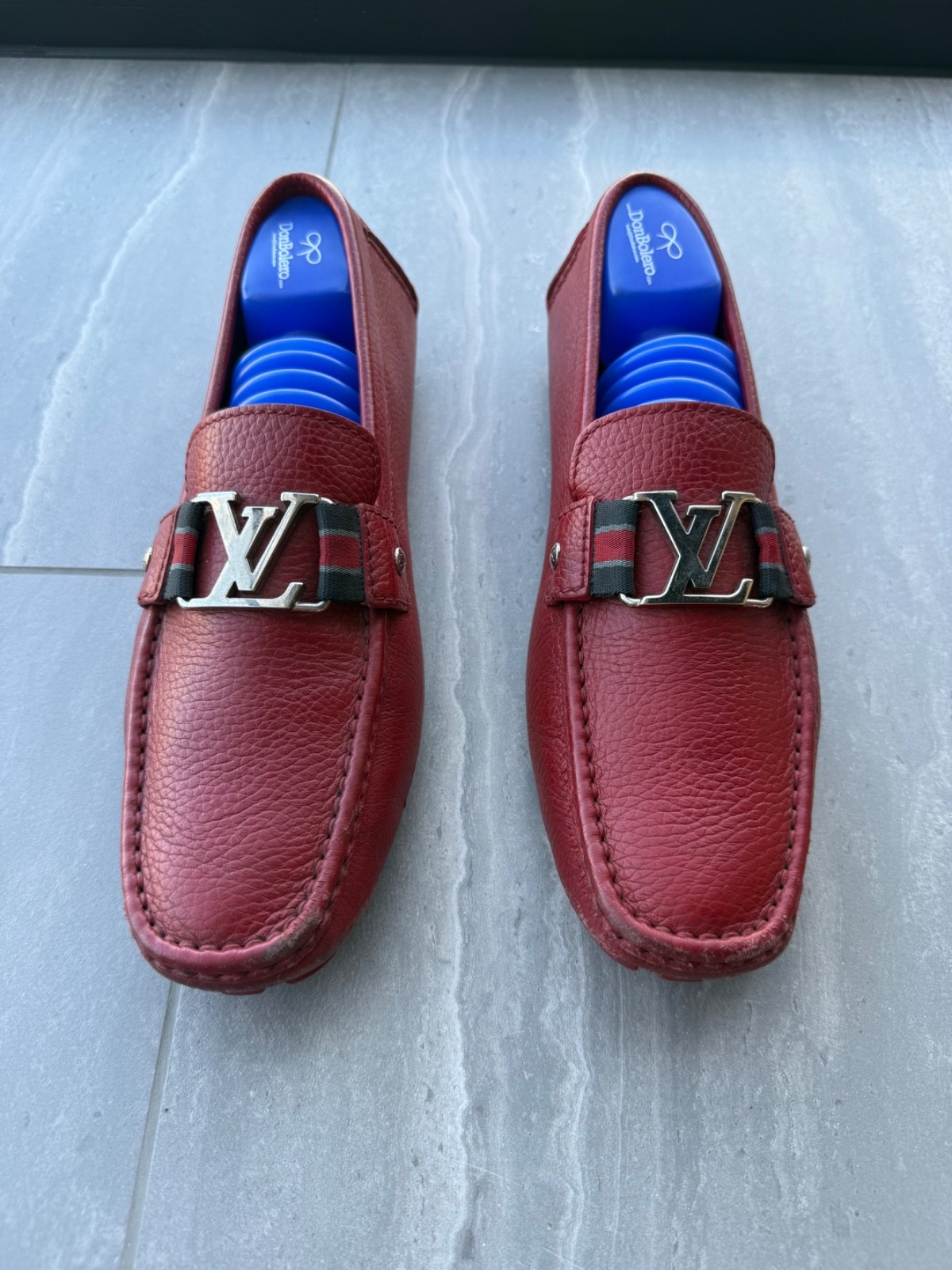 Louis Vuitton Monte Carlo Burgundy Leather LV Buckle Loafers Men\'s Sz 10-10.5