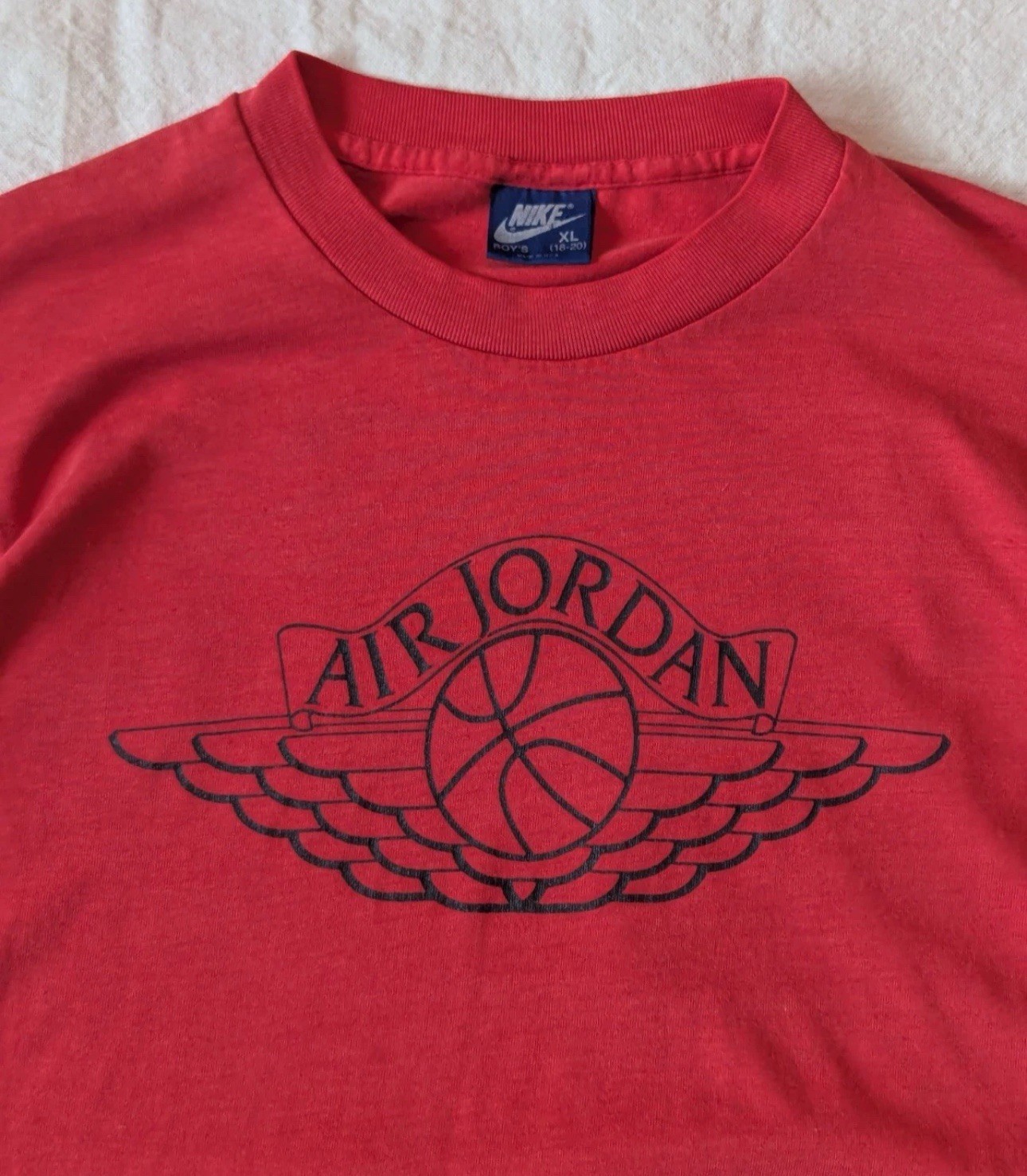 Vintage 1985 Nike Air Jordan Wings Red Tee Shirt Single Stitch Boys XL $129 firm