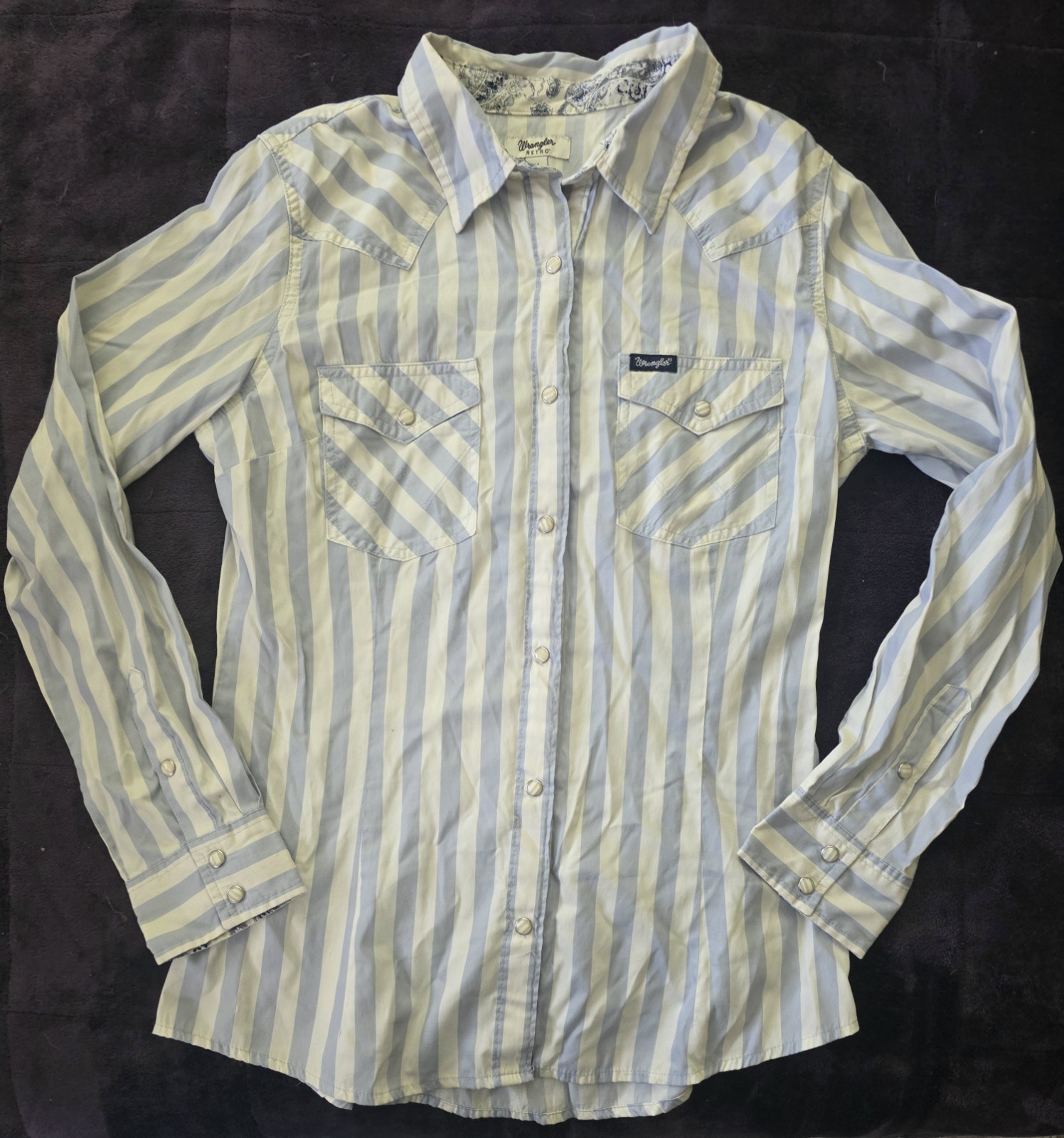 Wrangler Retro Womens\' Blue Striped Long Sleeve Snap Western Shirt - 112345406