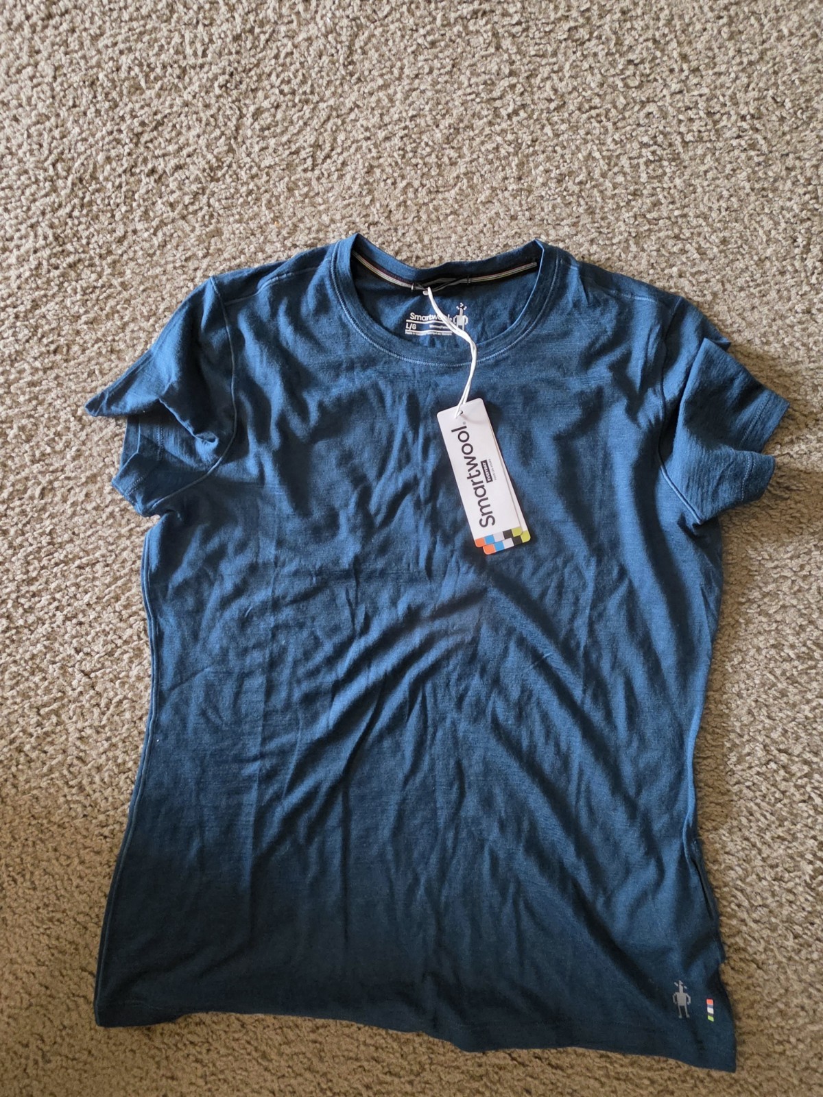 Smartwool Merino Wool Lightweight Crew Neck Short Sleeve T-Shirt Blue L