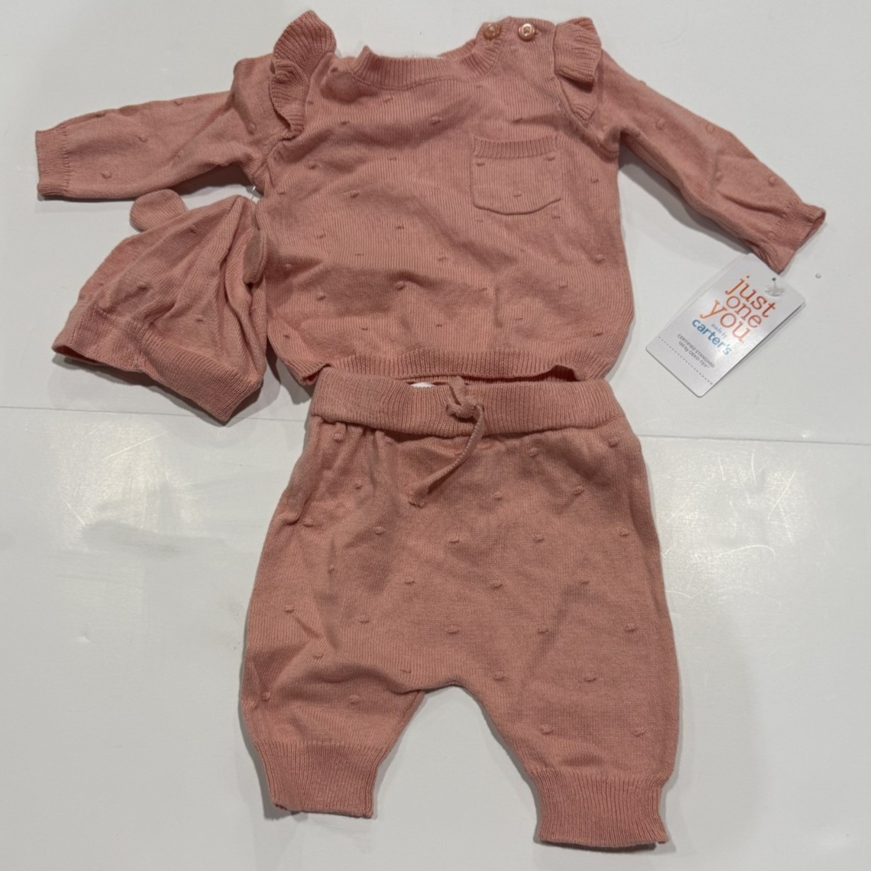 Carter's Just One You Baby Girls' 3pc Sweater Top & Bottom Set - Pink 9M