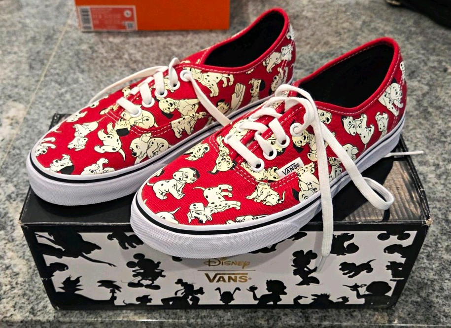 VANS Authentic Disney 101 Dalmatians Red Lace Up Low Top Canvas VN0003Z3I0I