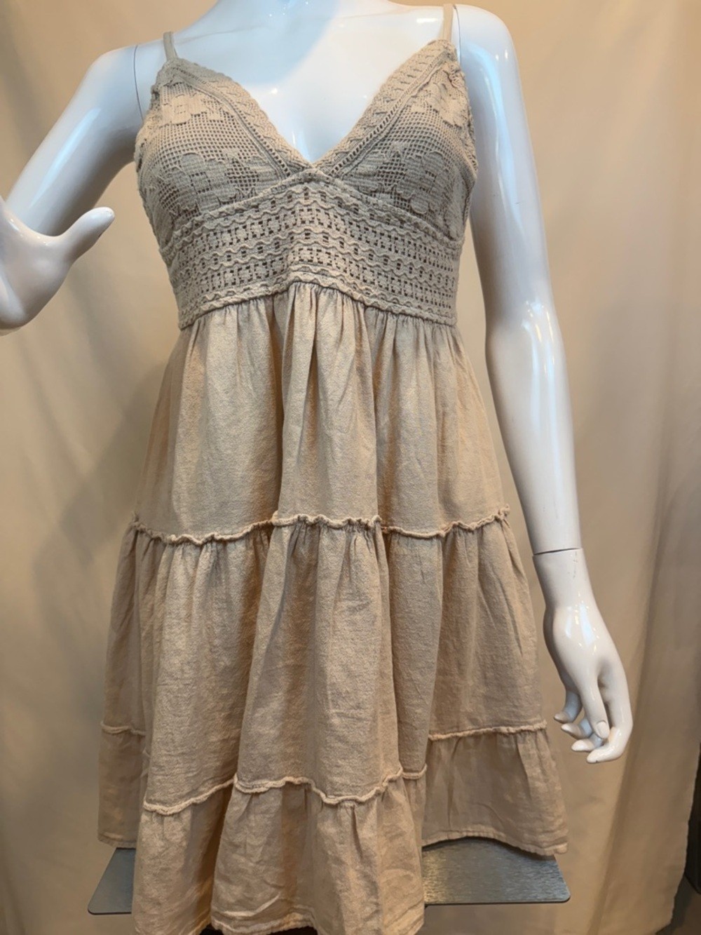 Blanco by Nature Crochet Halter Midi Dress 100% Cotton Size Large NWT
