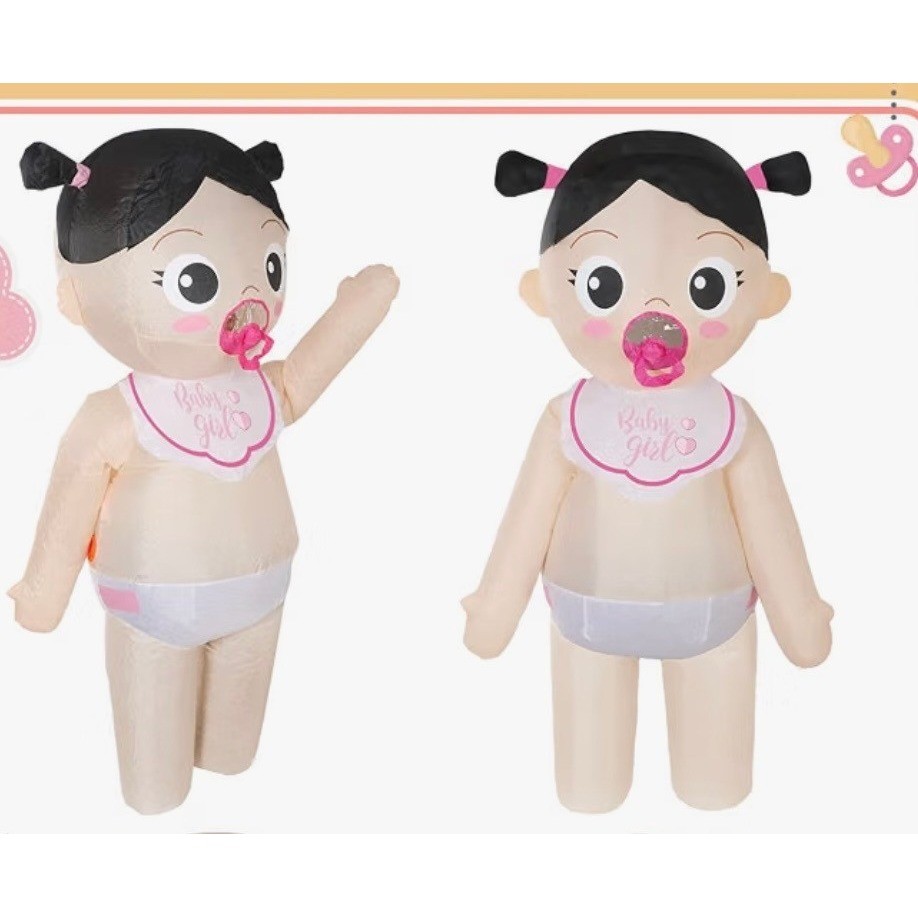 inflatable giant baby girl gender reveal costume, adult unisex one size 8ft tall