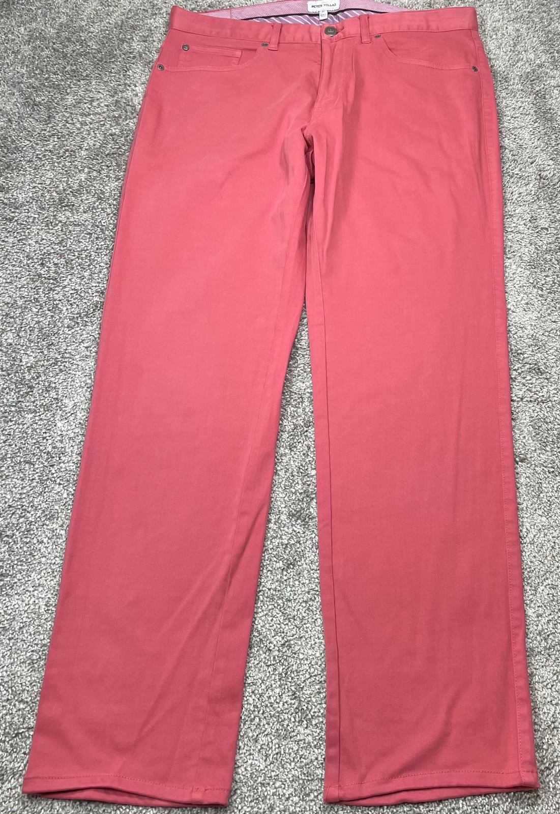 Peter Millar Men\'s Pants 33x30 Coral Pink Ultimate Sateen 5 Pocket Stretch Golf