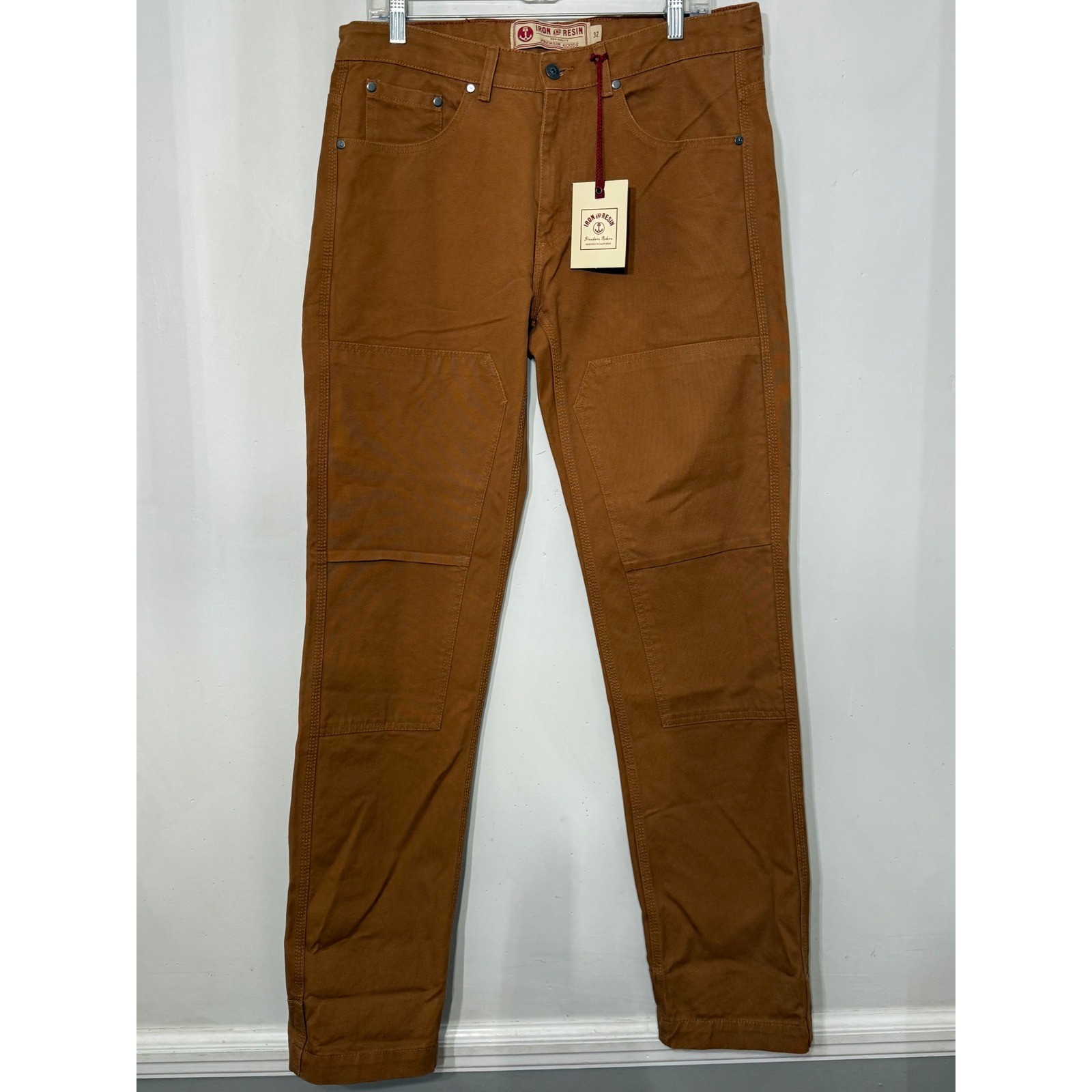 Iron and Resin Union Work Pant Cognac Turpin Canvas Double Knee Mens 32/33 NEW