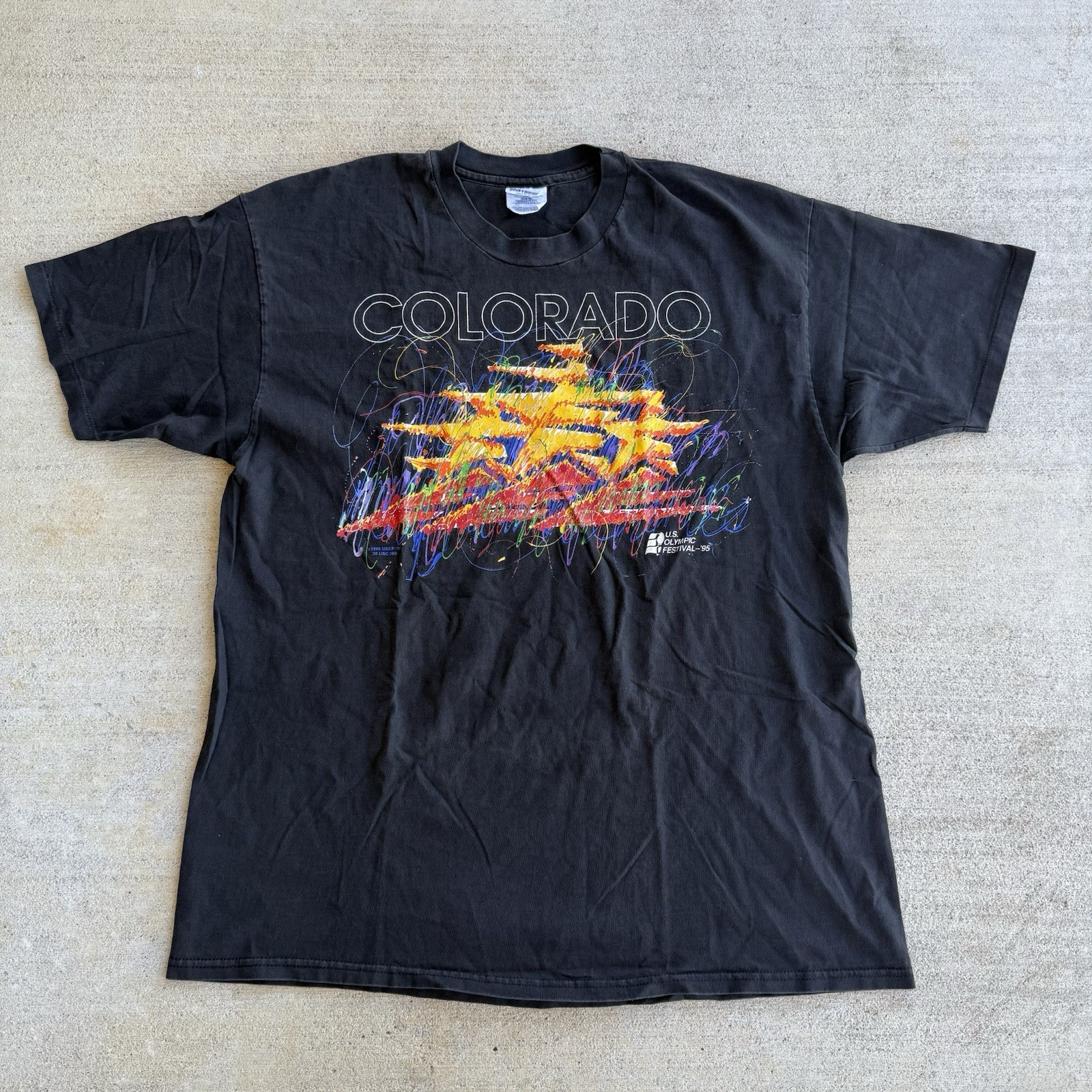 Vtg 1995 US Olympic Festival Colorado T Shirt Mens XL Black Graphic Tee Hanes