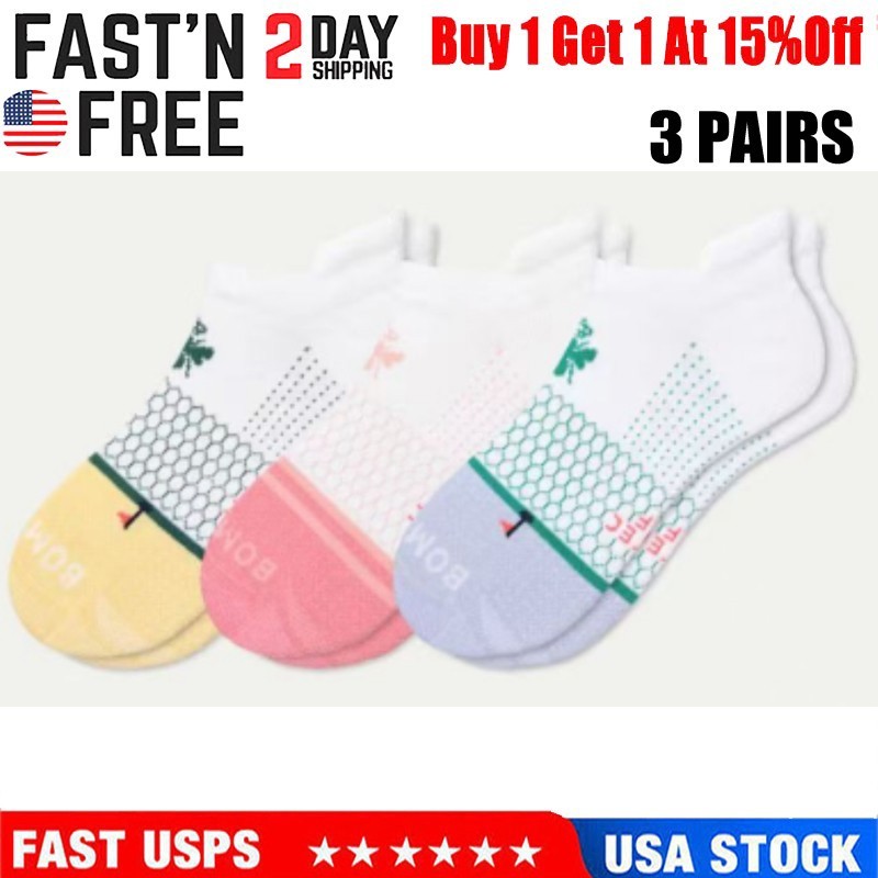Bombas 3 pairs/Set Women\'s Running Ankle socks - Size Medium 8-10.5 3 Color