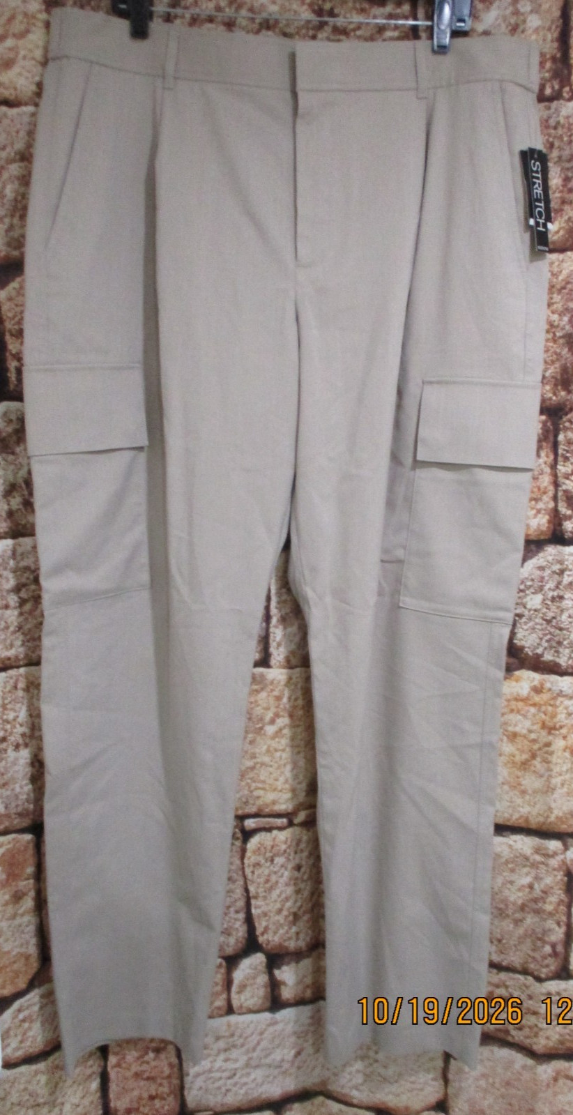 Alfani Men\'s Refined Cargo Pants, Beige Heather, Size- 38W X 30L