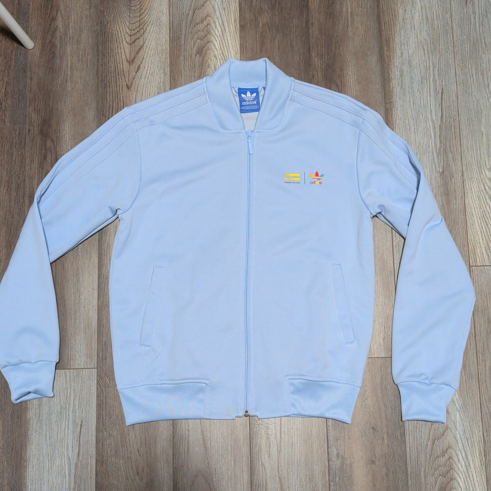 Mens Baby Blue adidas Pharrell Williams Superstar Track Jacket Size Medium