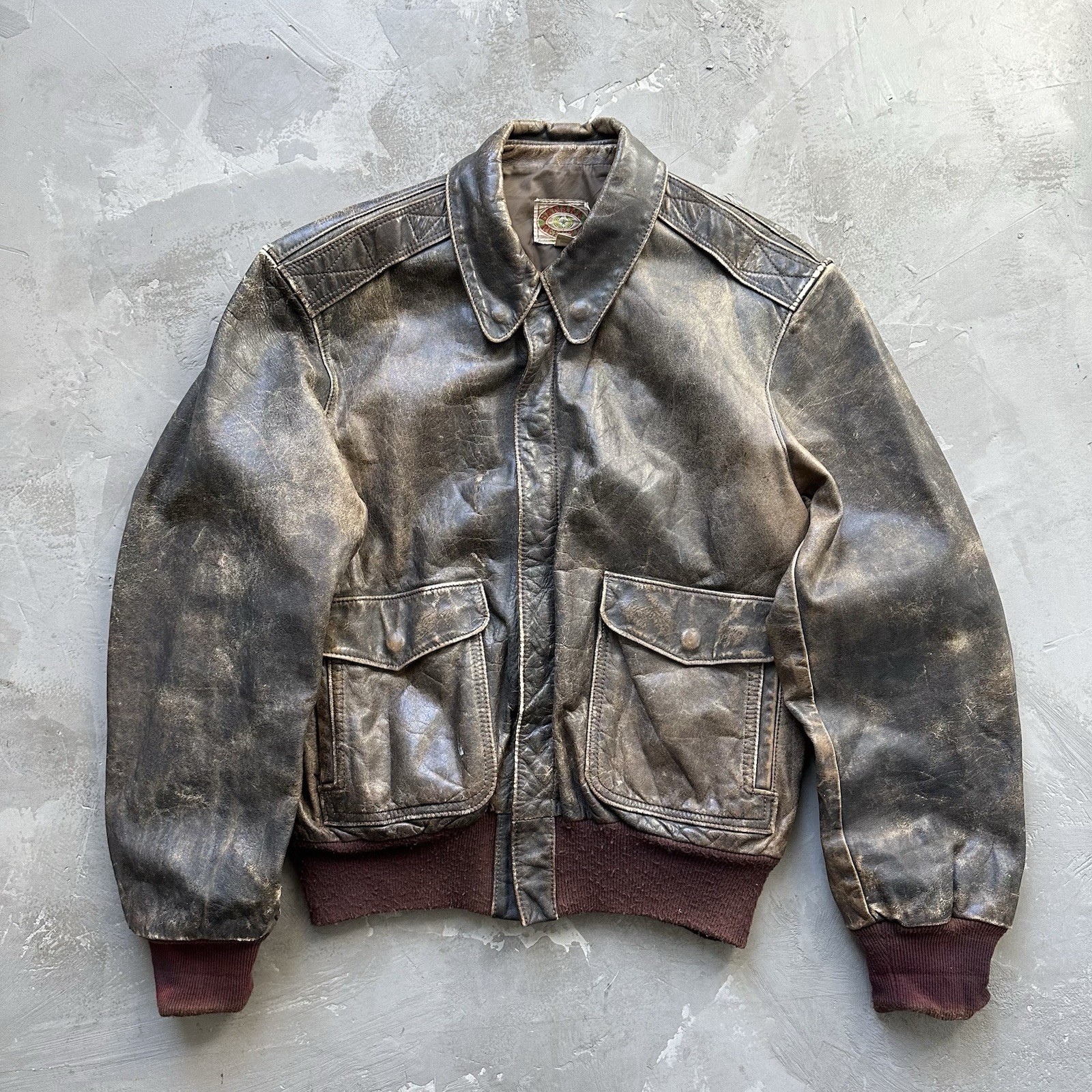 Vintage 80s Banana Republic Safari Leather Bomber Jacket Brown USA Men\'s Sz 44