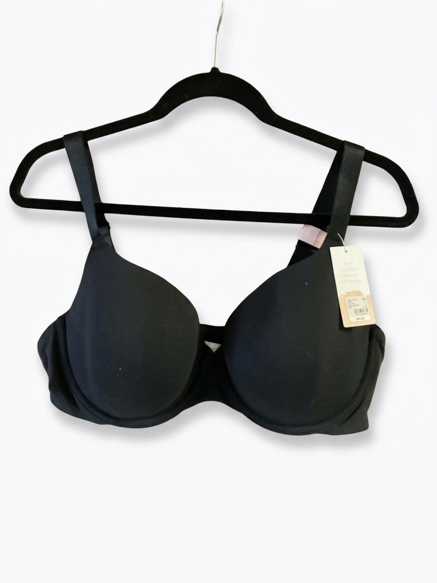 Cacique Lane Bryant Lightly Lined T Shirt Bra Cotton UW Womens 42 D  Black New