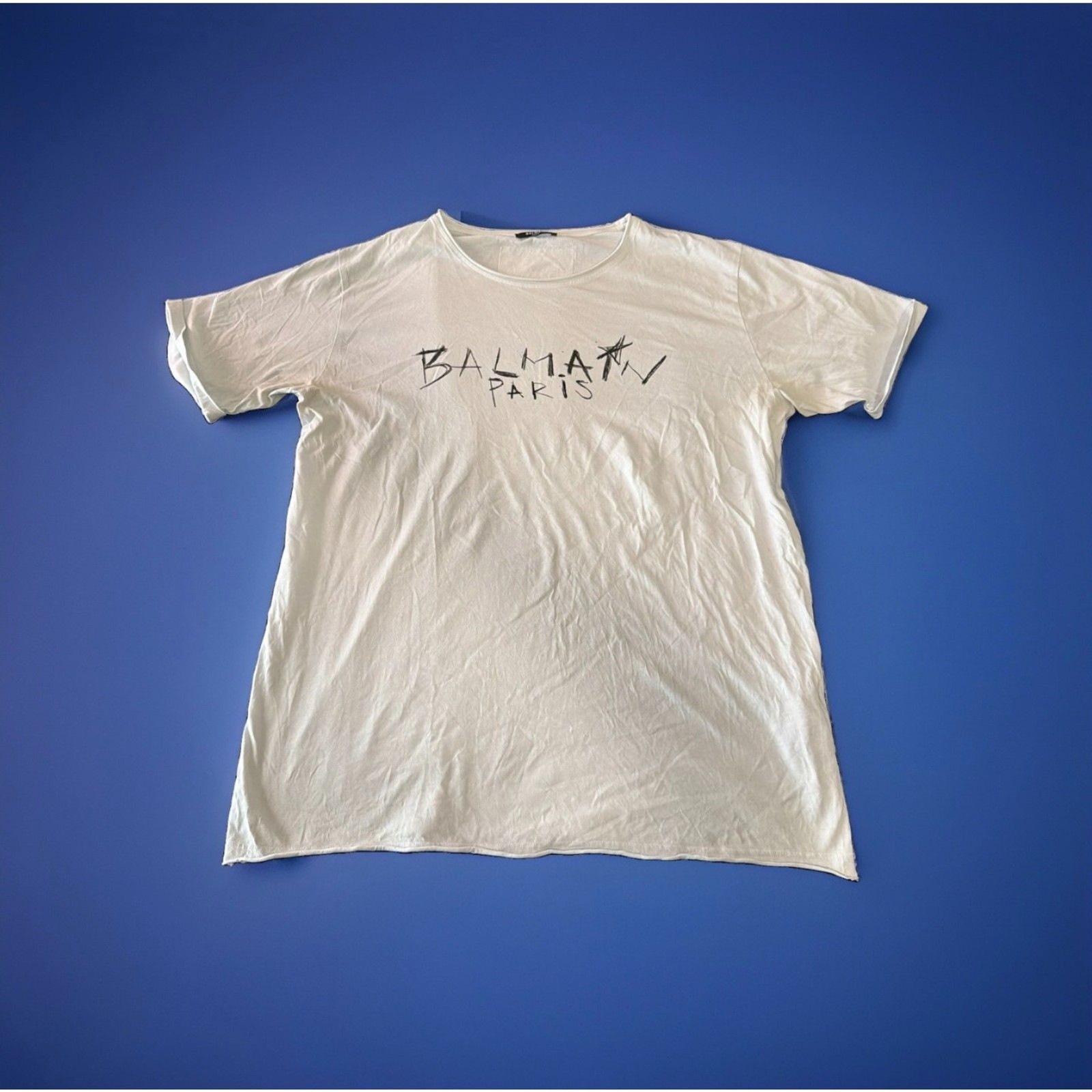 Balmain Paris AUTHENTIC White Tee 44 Rue Premier Unisex Size Large